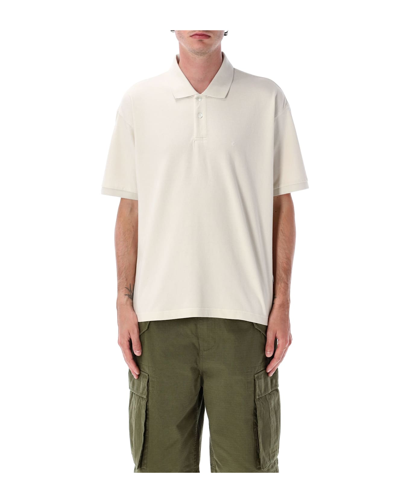 Stussy Classic Pique Polo Shirt - OFF WHITE