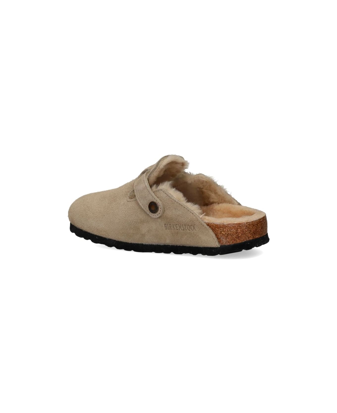 Birkenstock Boston Shearling Suede Slippers - Dove Grey