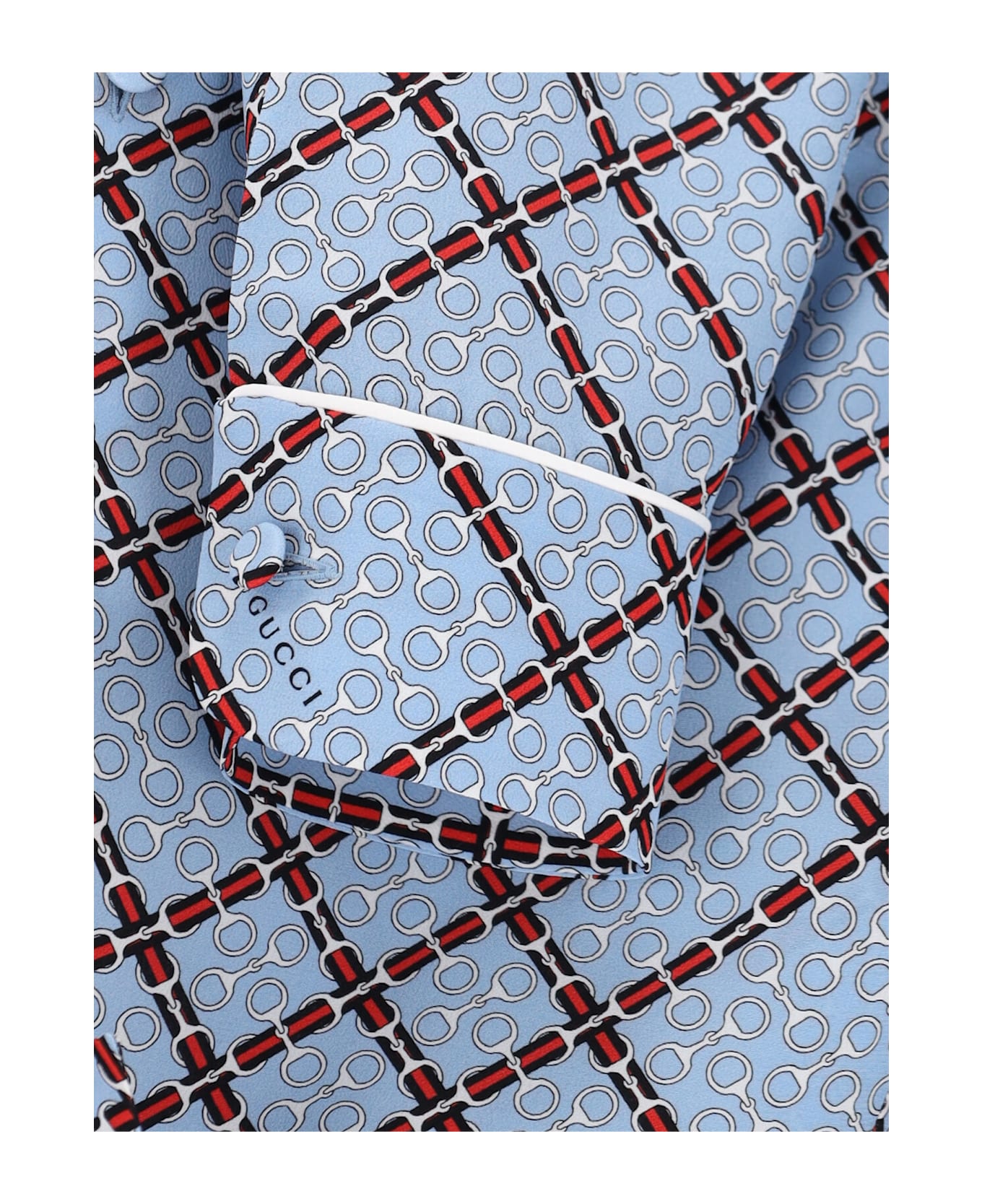 Gucci Checked Silk Shirt - Light Blue
