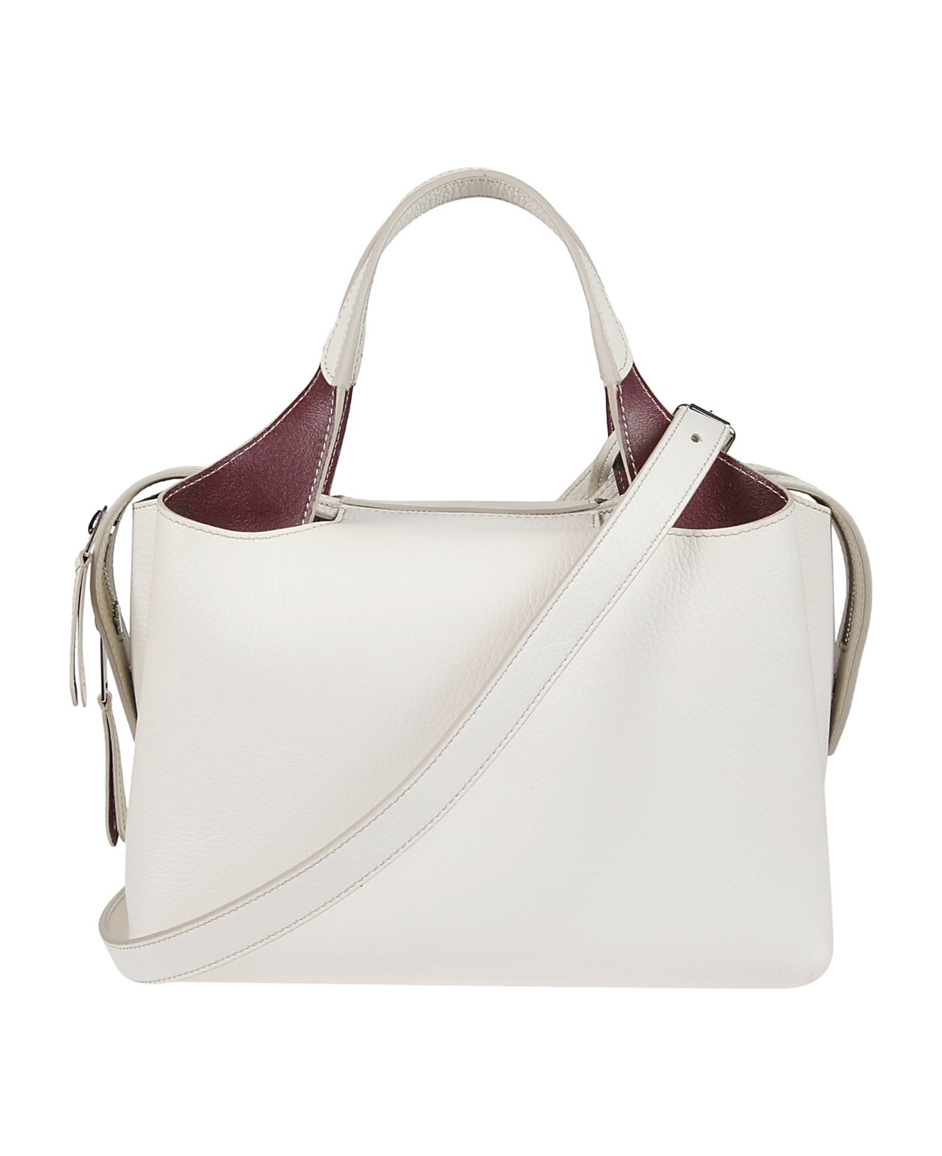 Tod's Top Zipped Dual Handle Tote - Bianco Calce/bordeaux Scuro トートバッグ