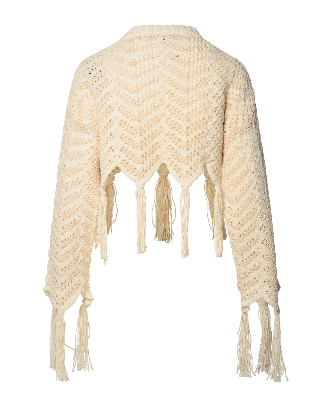 Alanui Linen Blend Cropped Sweater - Yellow Cream