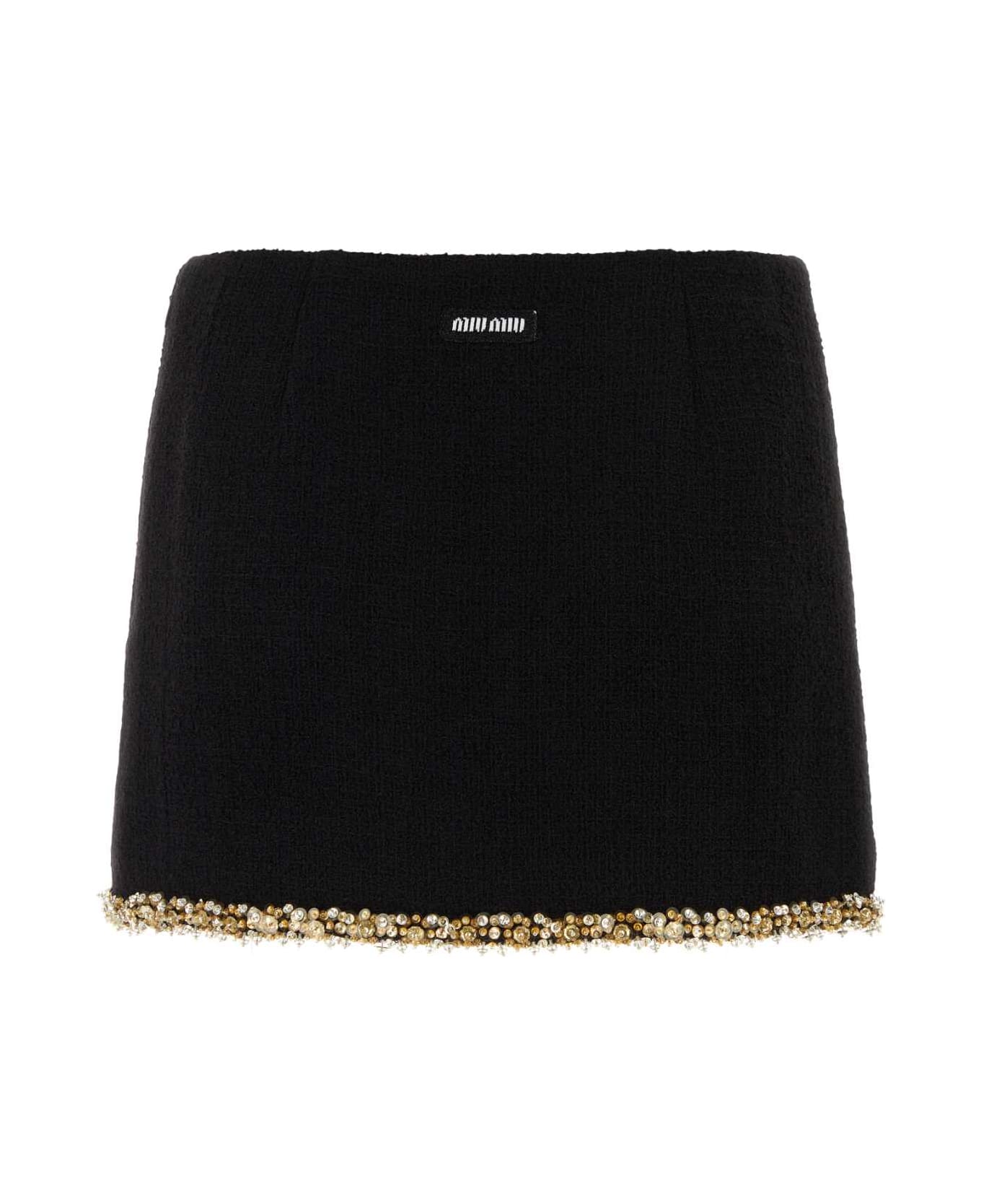 Miu Miu Black Tweed Mini Skirt - NERO