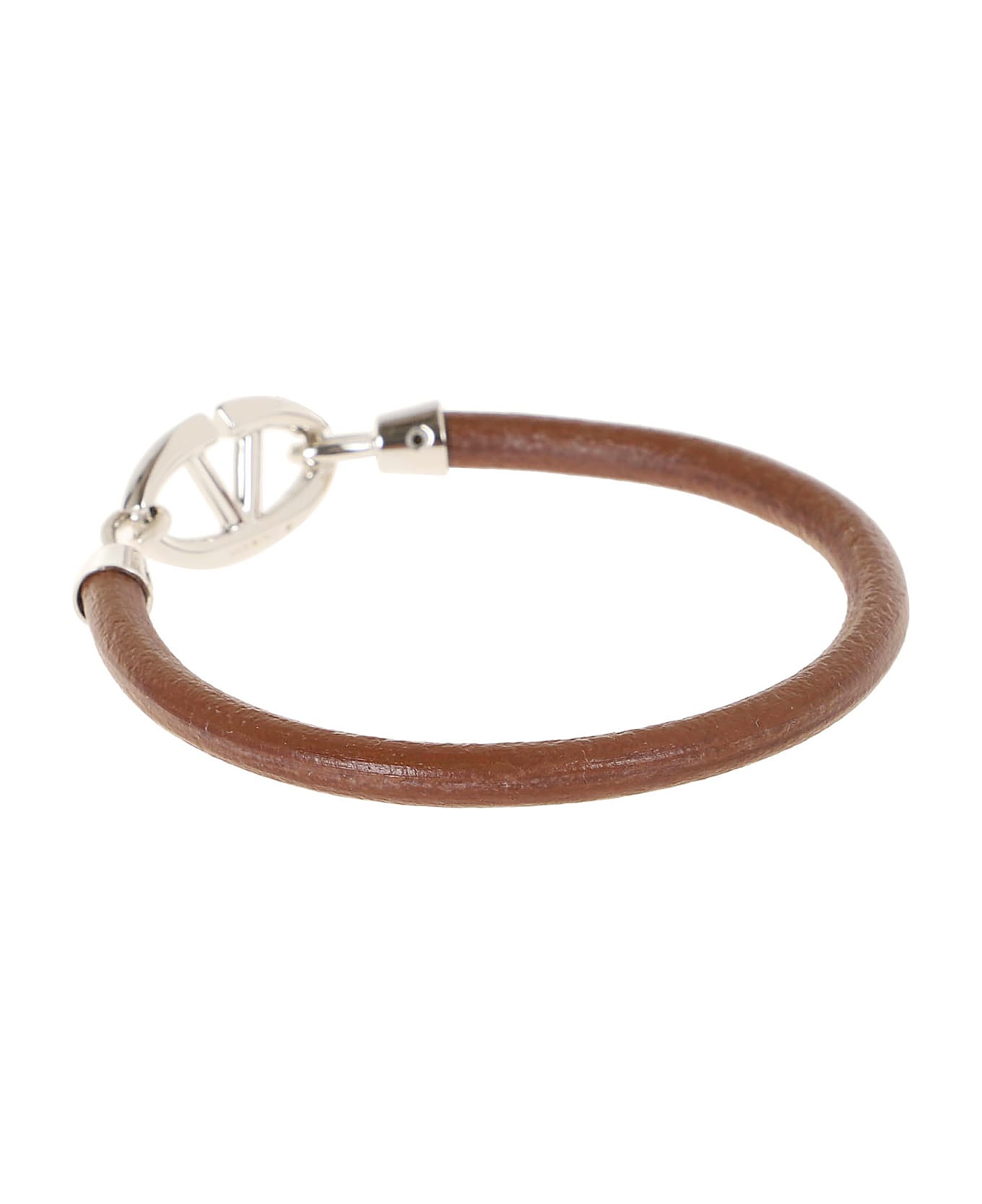 Valentino Garavani Leather Bracelet Vlogo The Bold Edition - Tobacco