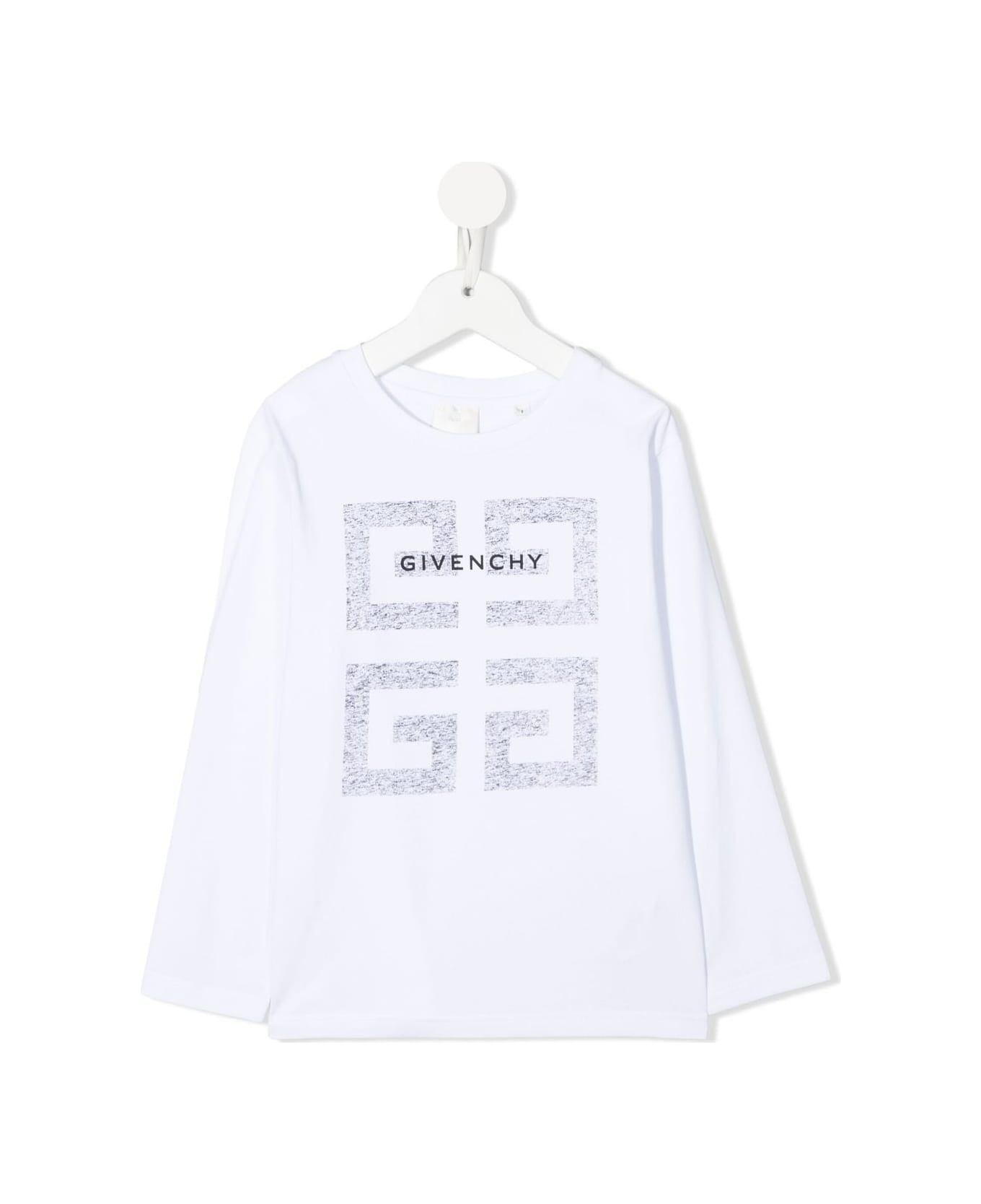 Givenchy Kids White Long Sleeve T-shirt In Printed Jersey - WHITE
