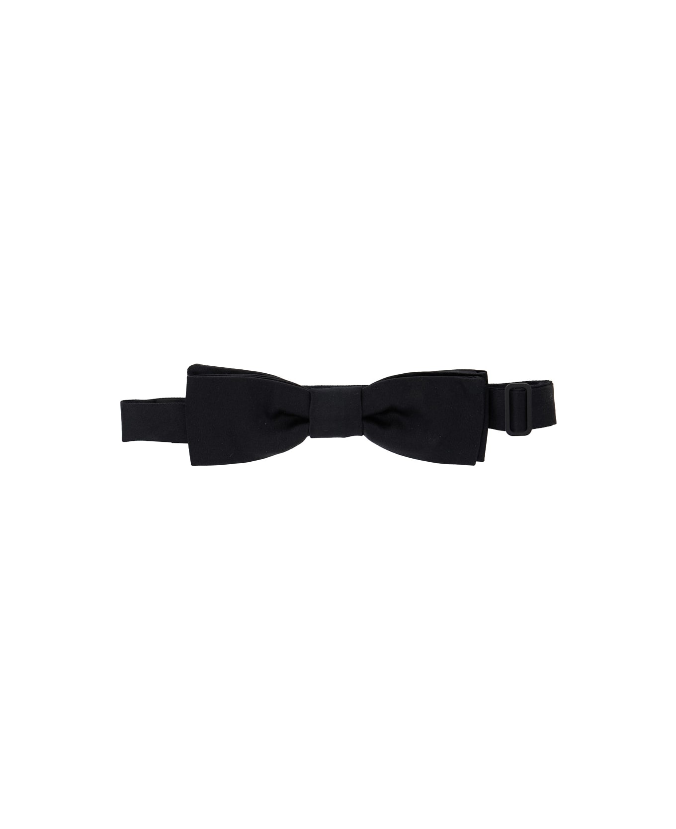 Dolce 
Gabbana Black Bowtie With Logo Patch On The Rear And Rear Hook Closure In Silk Man - Black