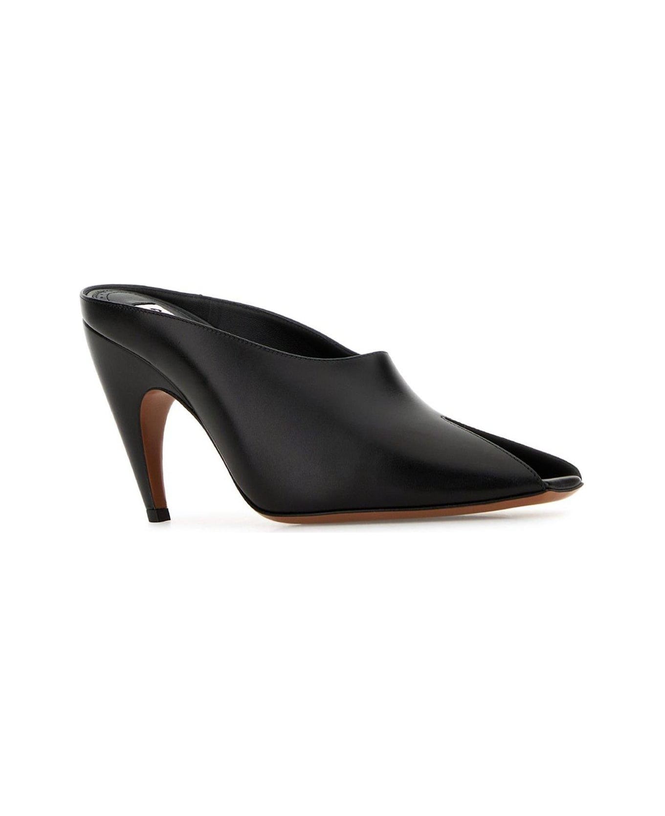 Alaia Shark Heeled Mules - Black