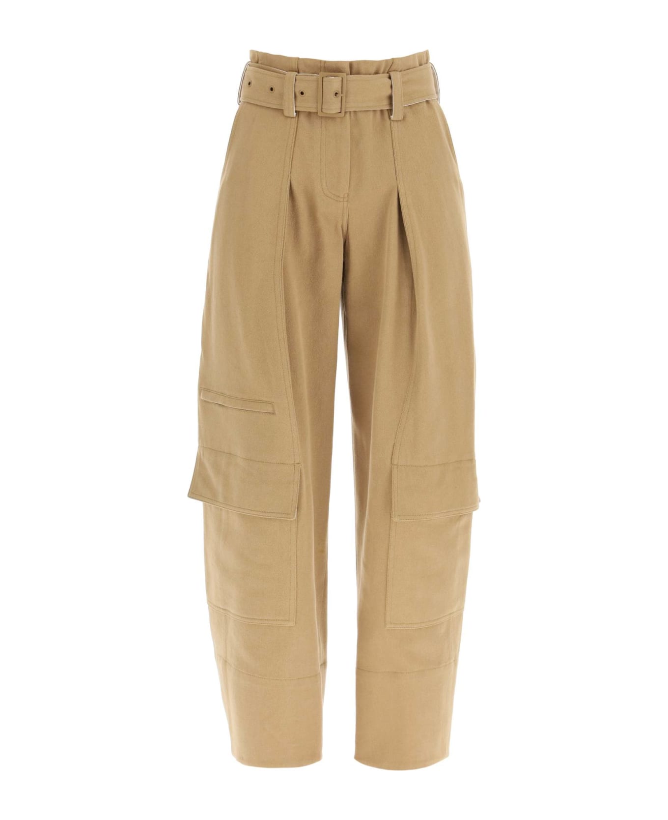 Low Classic Cargo Pants With Matching Belt - BEIGE (Beige) ボトムス
