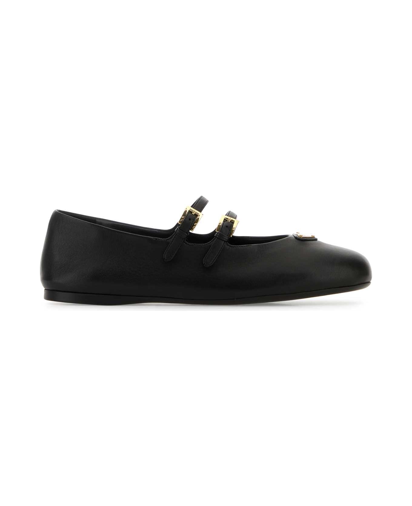 Prada Black Nappa Leather Ballerinas - NERO