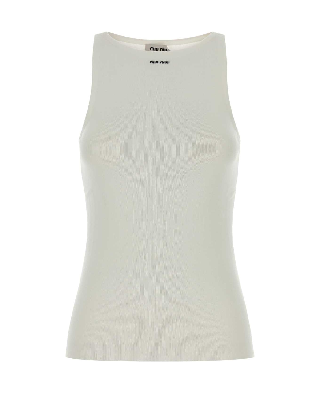 Miu Miu White Cotton Tank Top - BIANCO