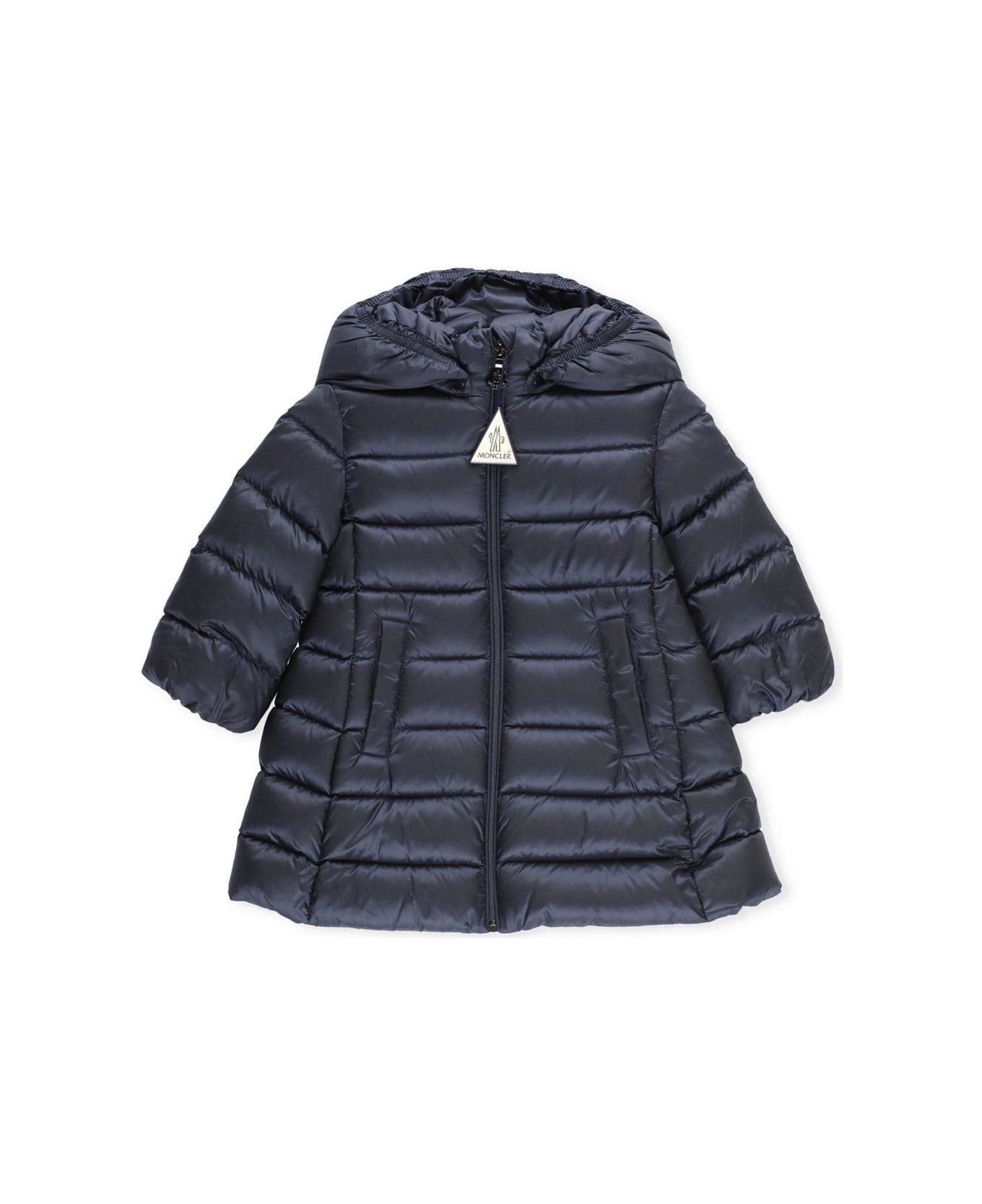 Moncler Hooded Quilted Puffer Coat - NAVY