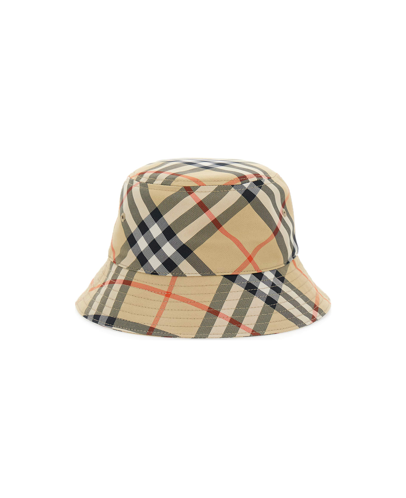 Burberry Beige Hat With All-over Check Motif In Tech Fabric Boy - BEIGE