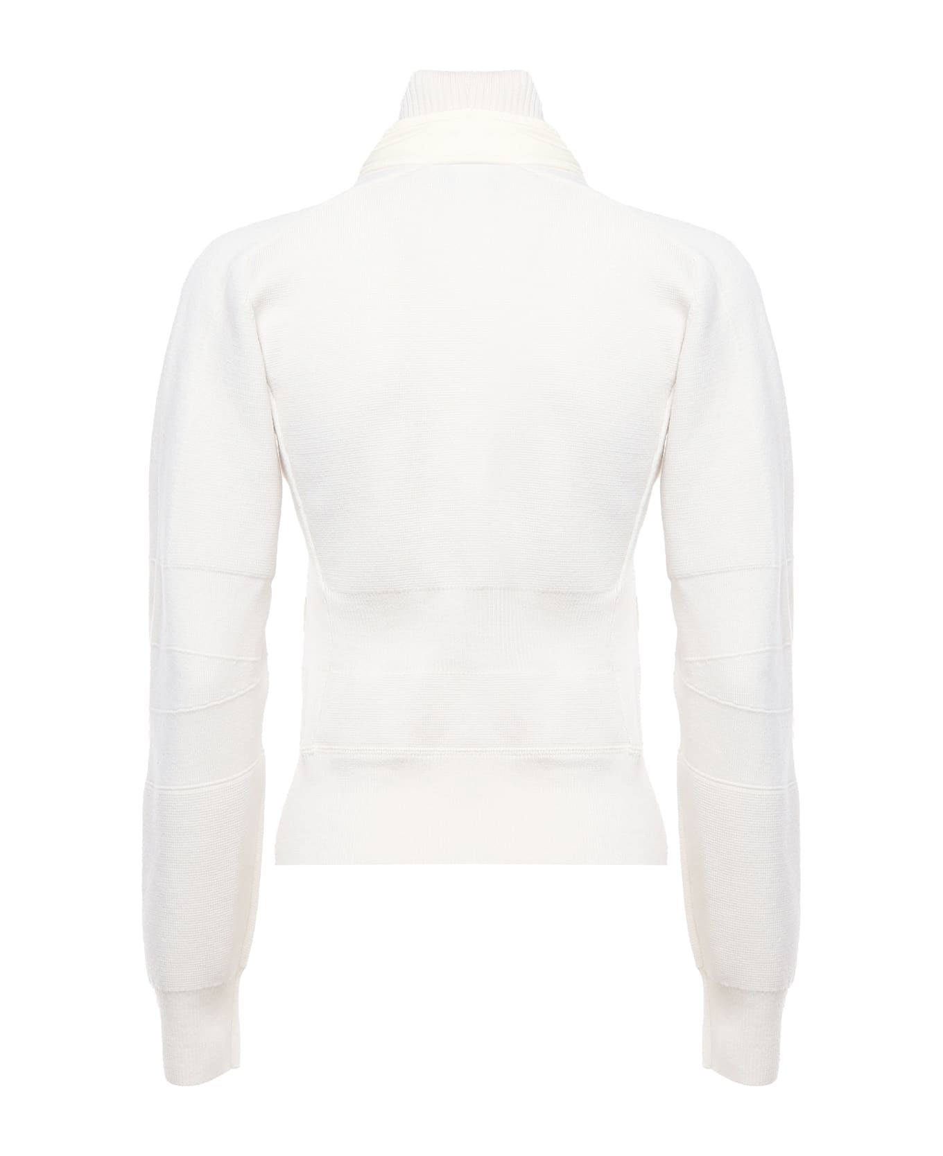 Moncler Padded Wool Cardigan With Zipper - White
