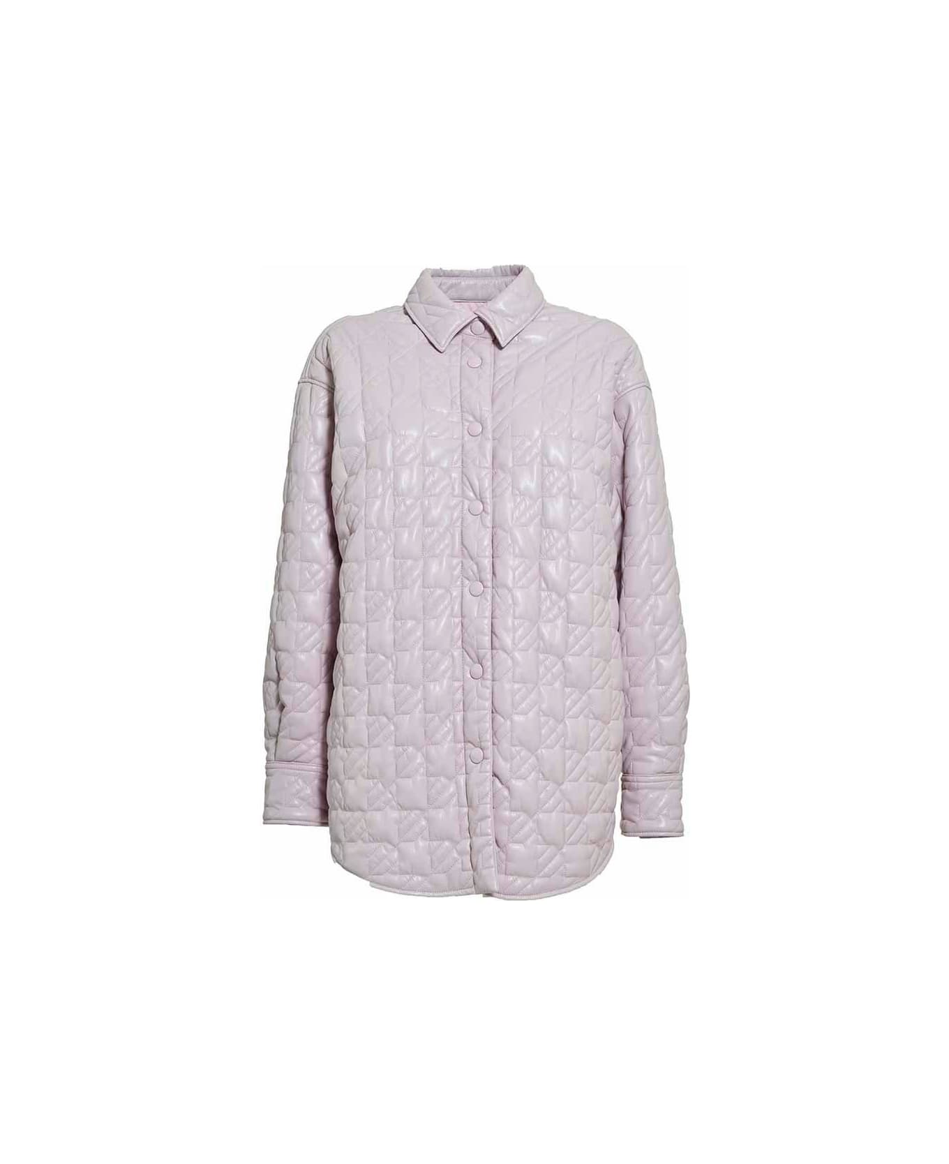 MSGM Diamond Press-stud Fastened Quilted Jacket - Pink シャツ