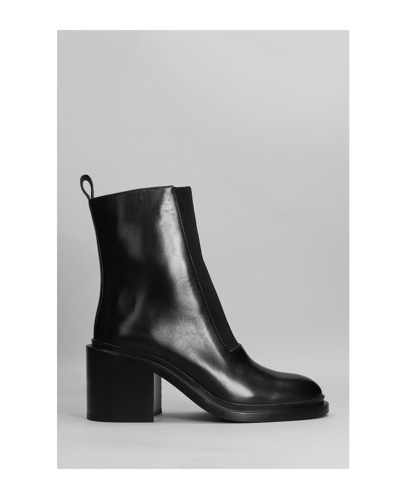 Jil Sander High Heels Ankle Boots In Black Leather - black