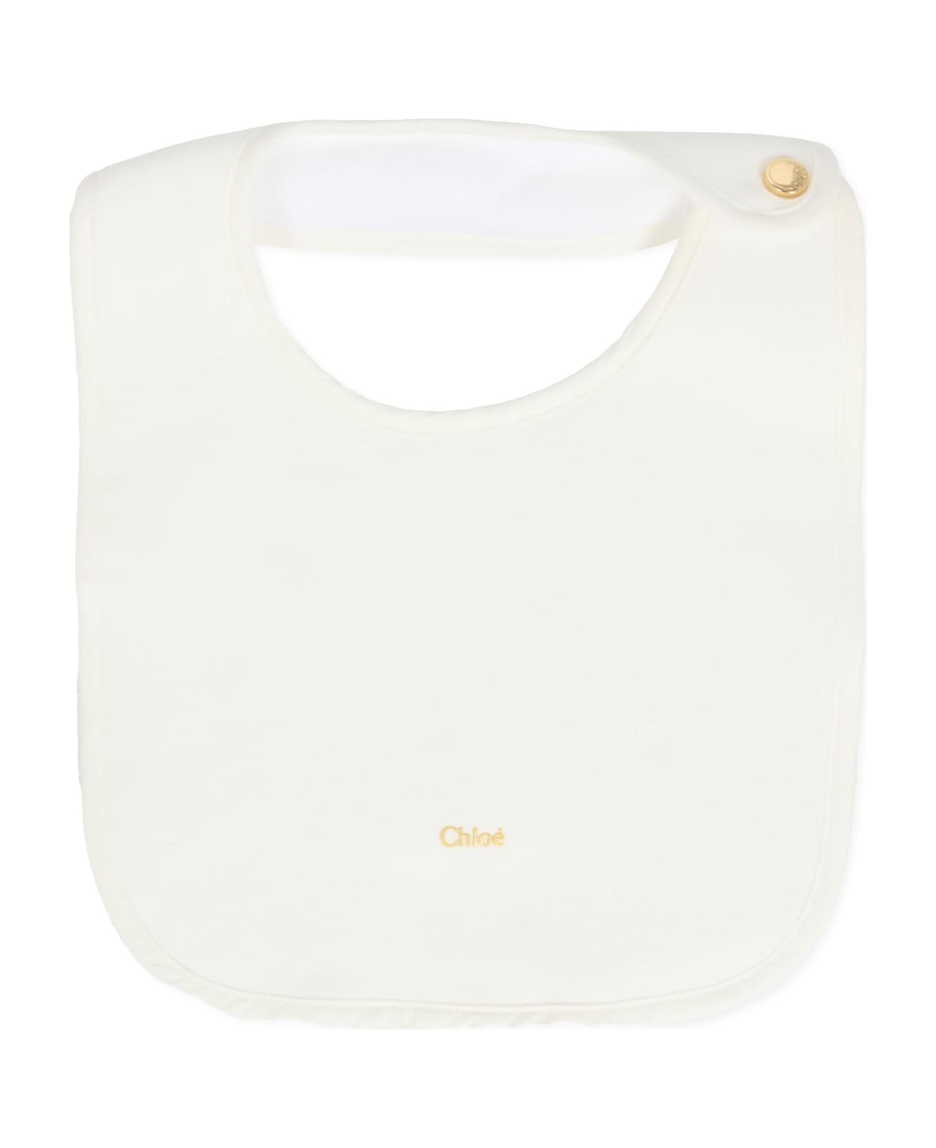 Chloé White Babygrow Set For Baby Girl With Logo - White