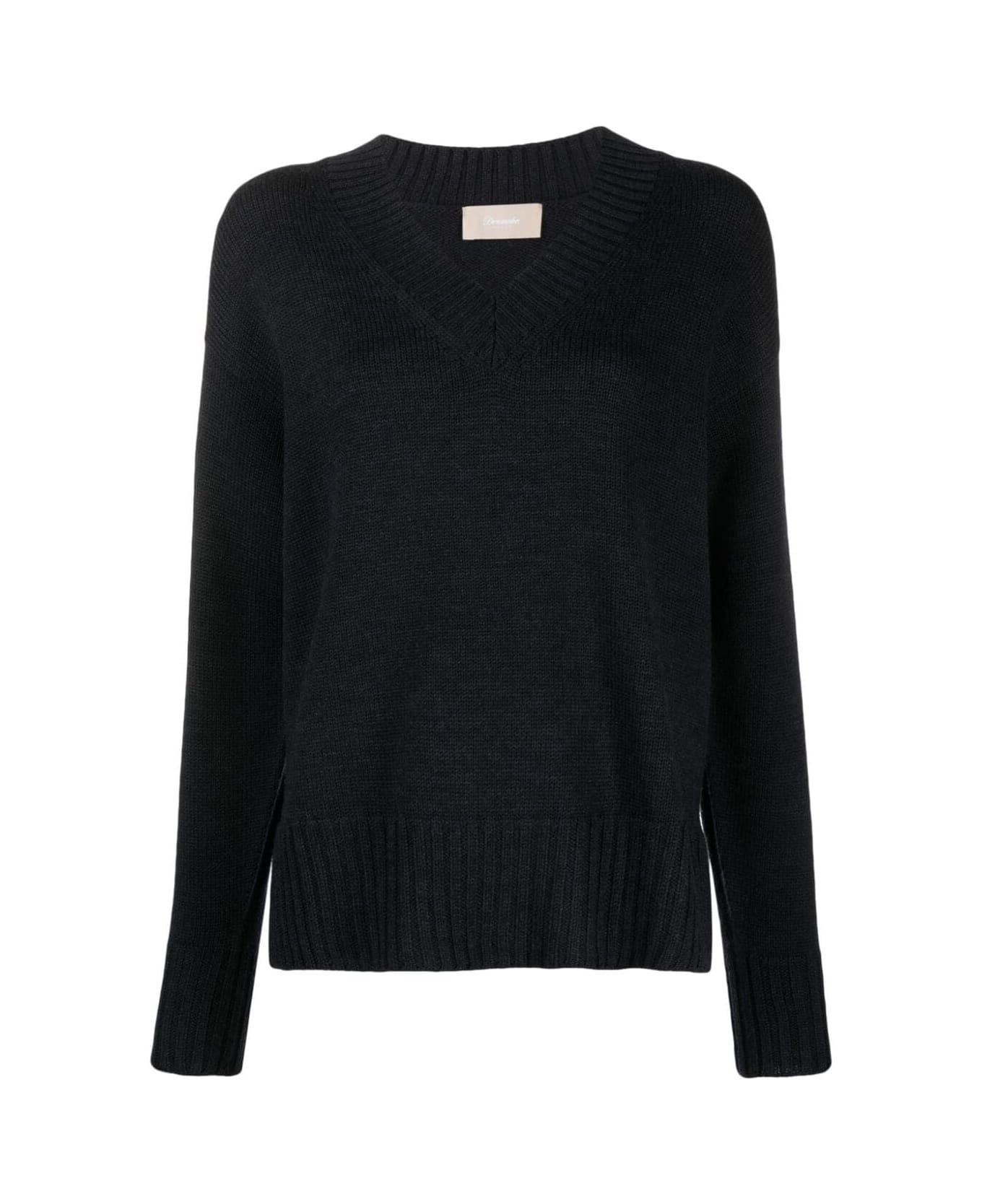 Drumohr Long Sleeves V Neck Oversized Sweater - Anthracite Grey ニットウェア