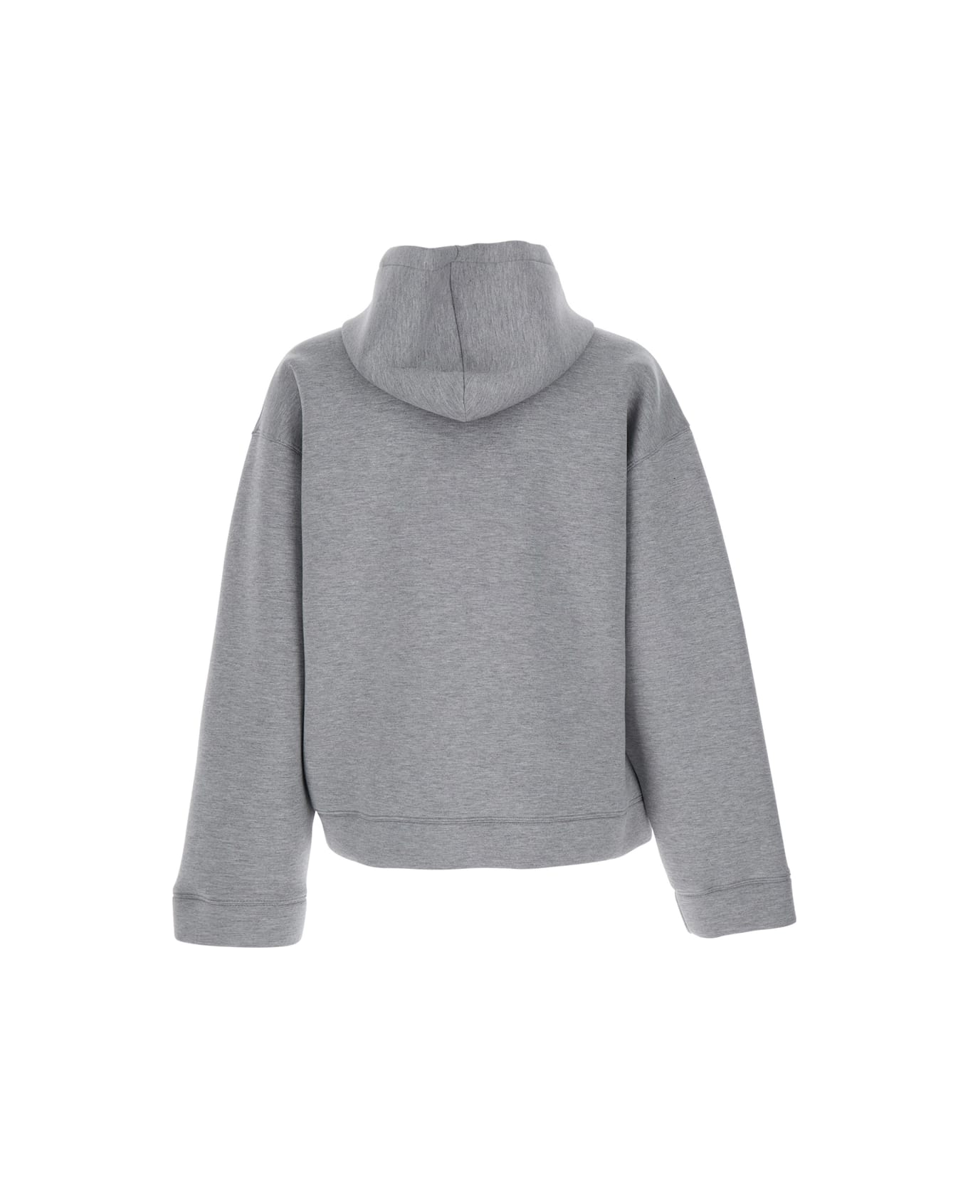 MSGM Grey Hoodie With Contrasting Logo Embroidery In Cotton Man - GREY MELANGE
