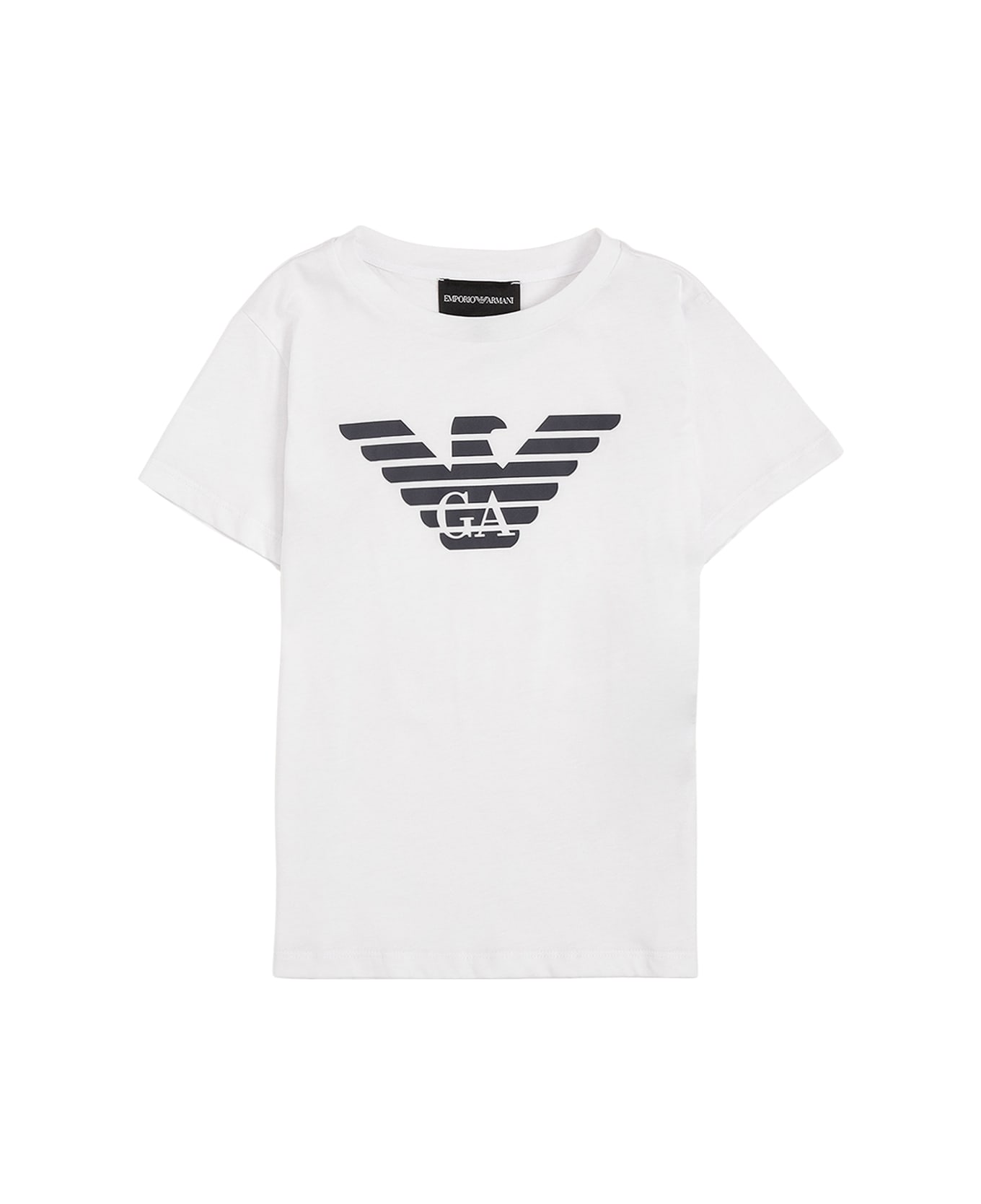 Emporio Armani White Cotton T-shirt With Logo Print - White