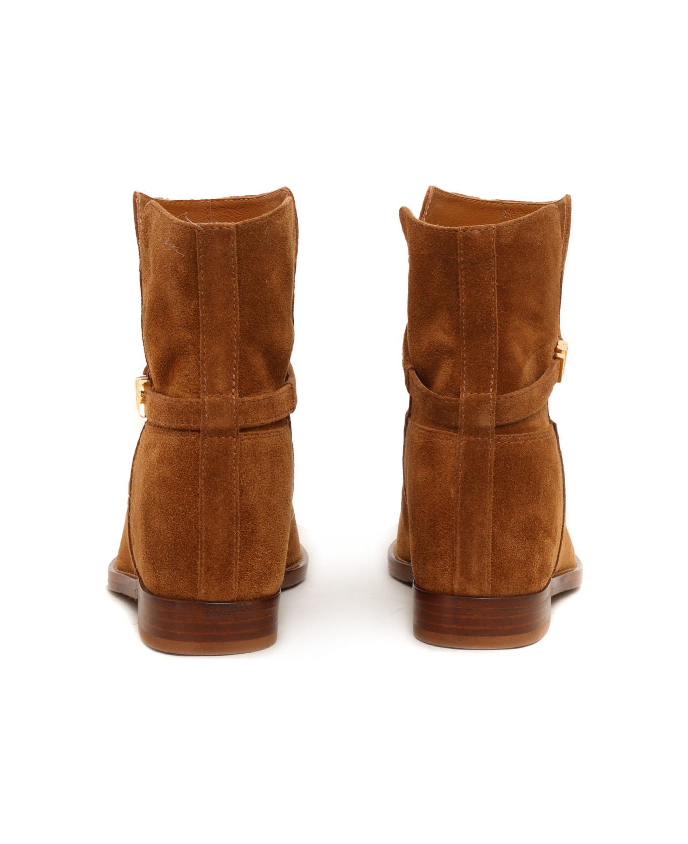 Via Roma 15 Boots With Golden Color Logo - BROWN