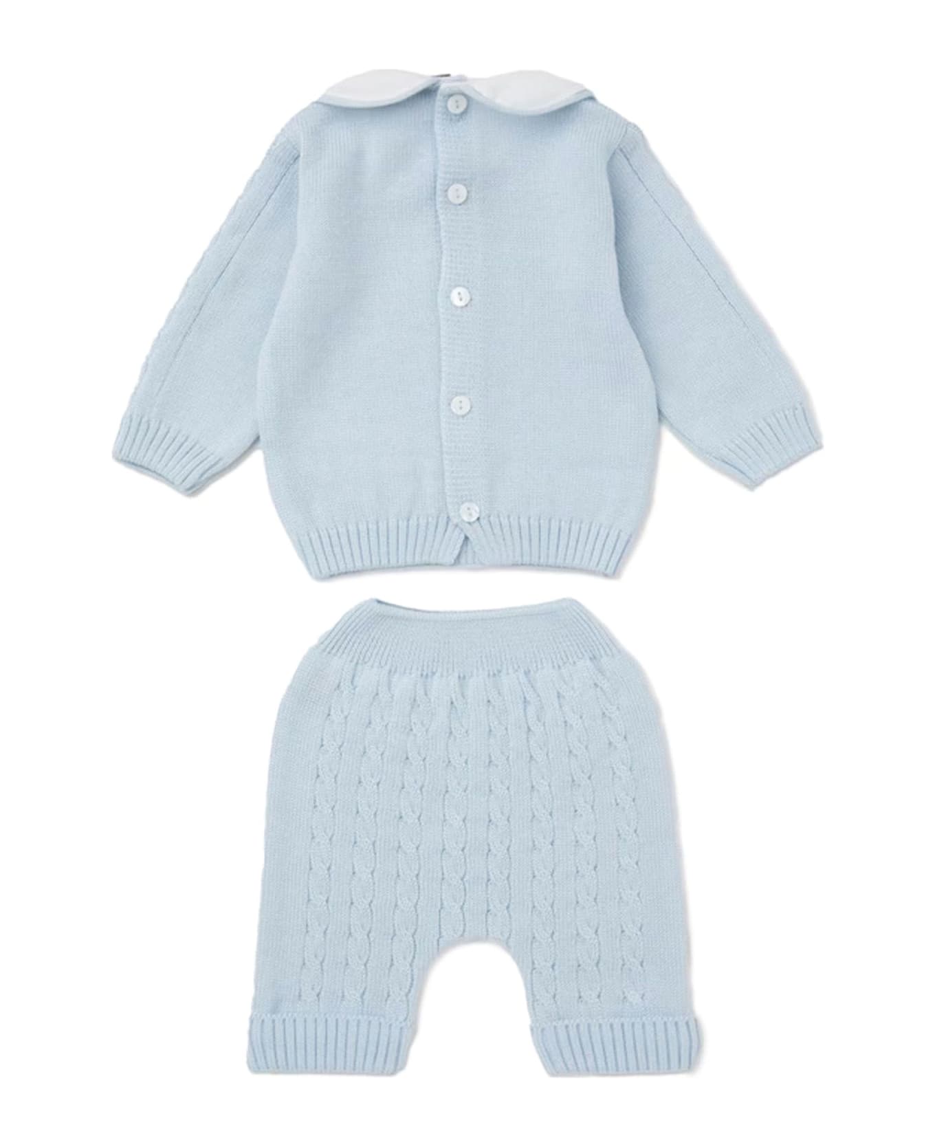 Little Bear Blue Wool Baby Suit - Cielo ボディスーツ＆セットアップ