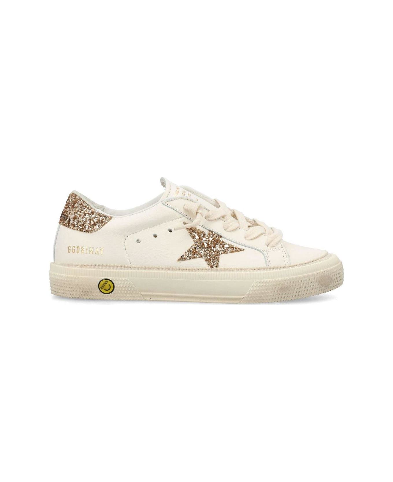 Golden Goose May Star Distressed Low-top Sneakers - White/gold