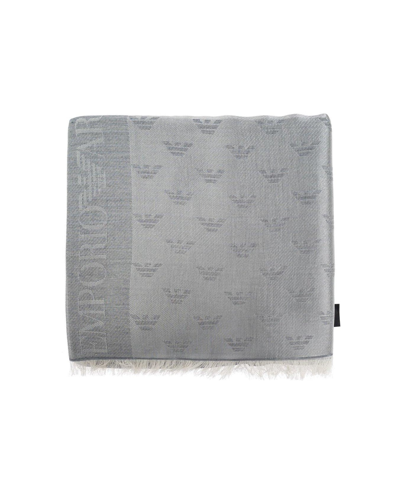 Emporio Armani Gradient-effect Jacquard Stole - Grey