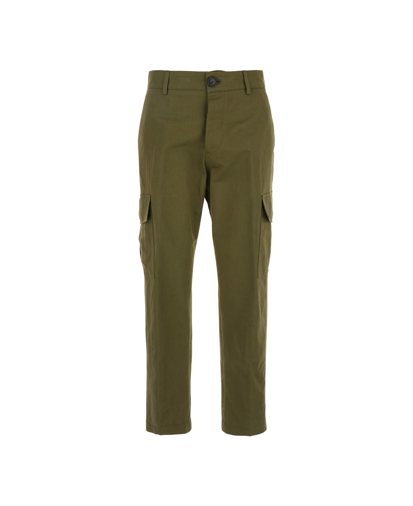 PT Torino Green Pants With Cargo Pockets In Cotton And Linen Blend Woman - Green