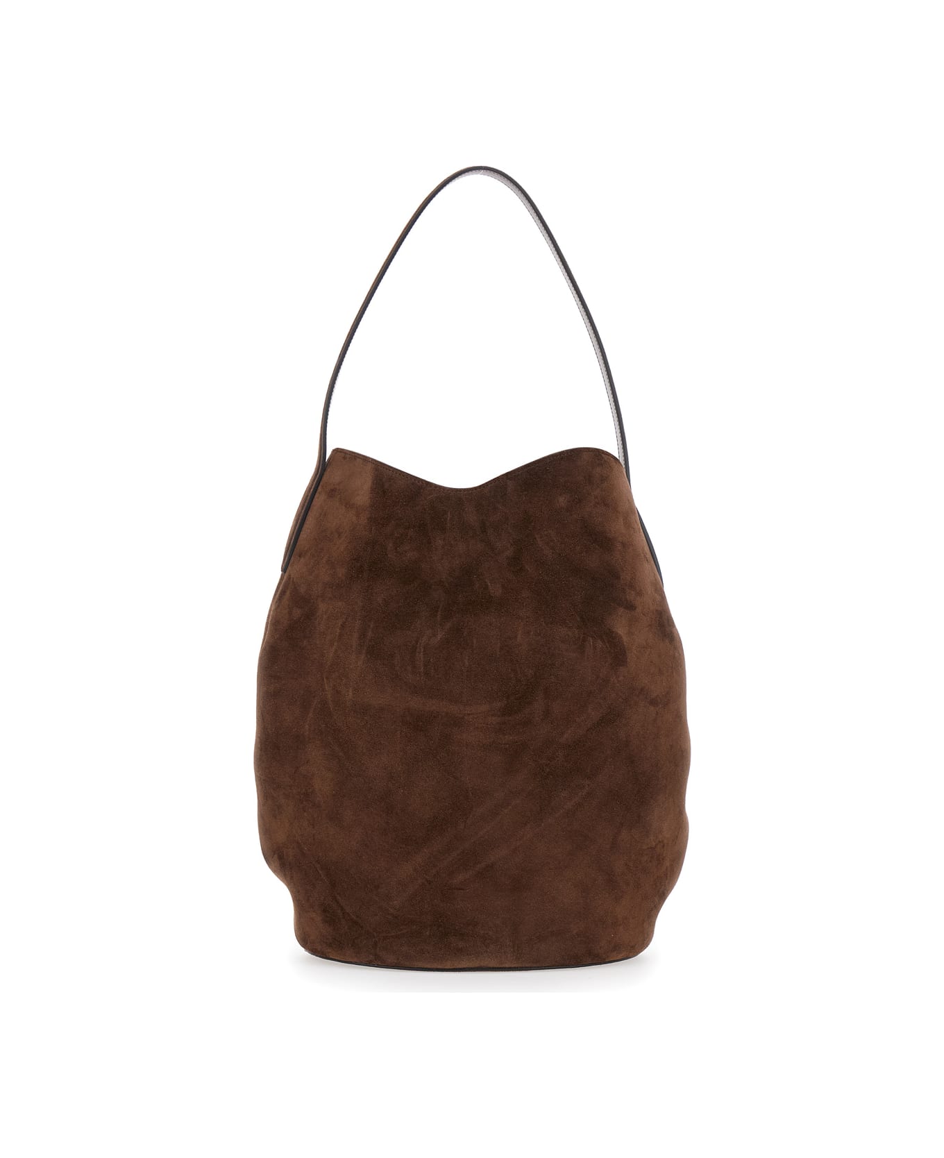 Little Liffner 'belted Bucket' Brown Shoulder Bag With Belt On The Front In Suede Woman - Brown