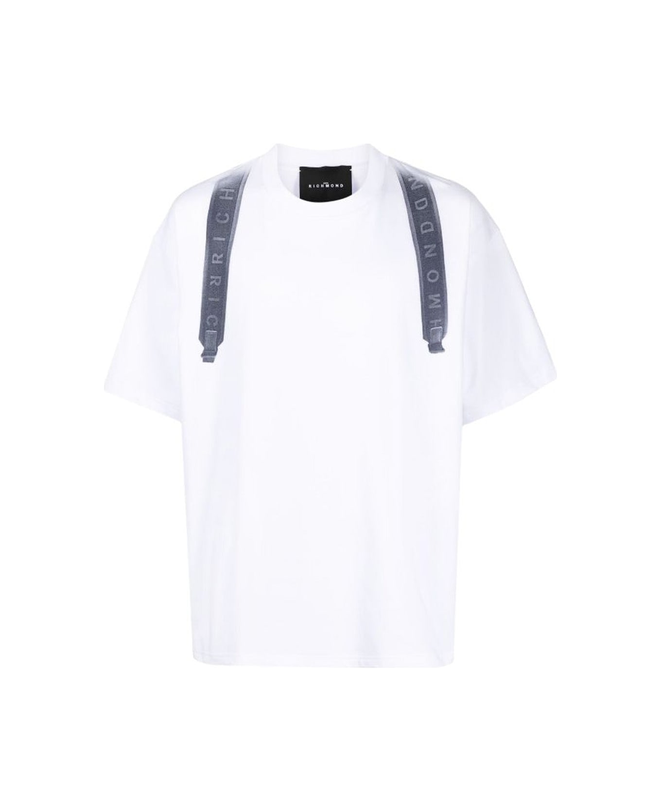 John Richmond 100% Cotton T-shirt With Heat Pressed Print On The Back. - Bianco シャツ