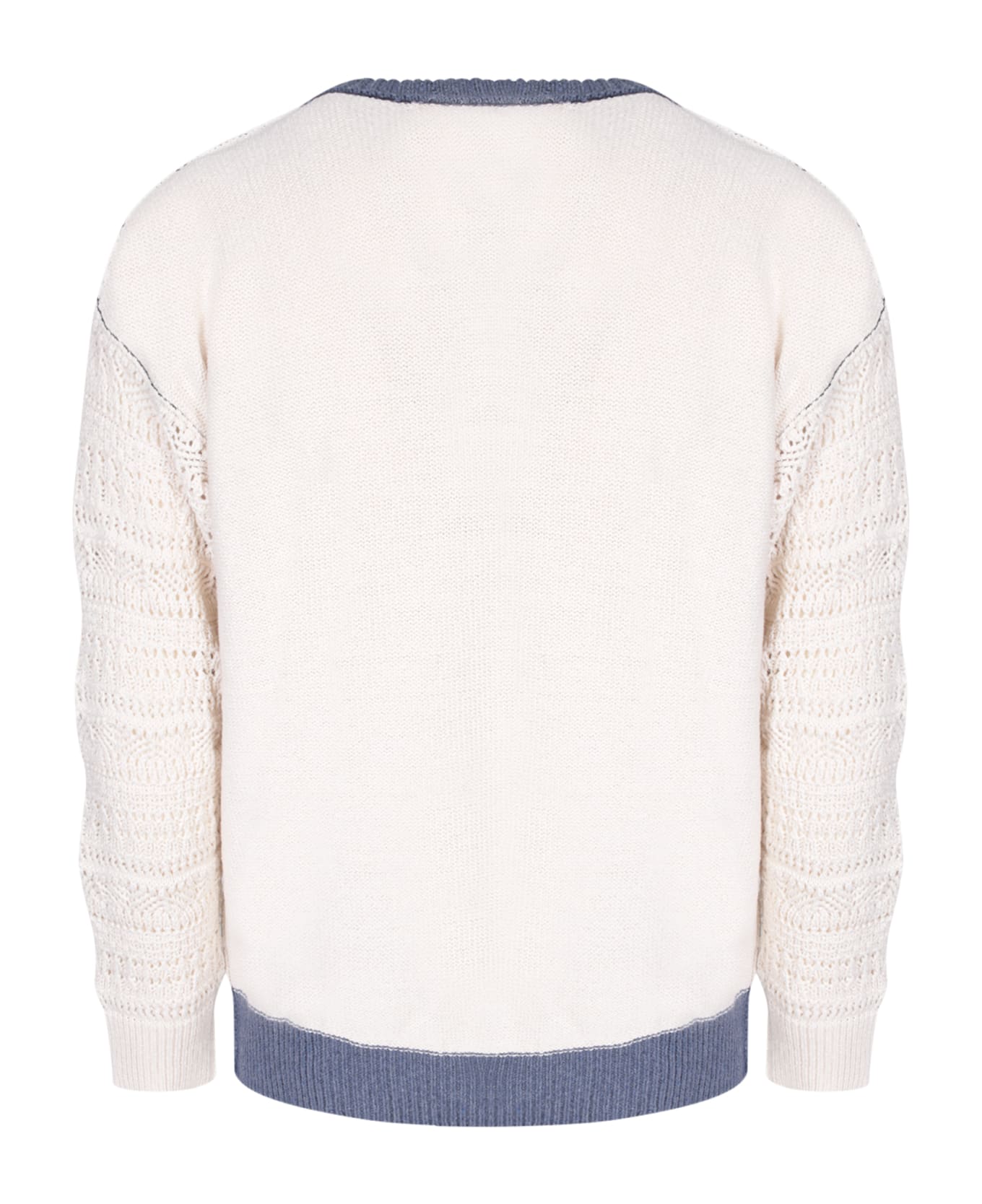 Atomo Factory Blue Cream Cut Out Sweater With Rhombuses - White