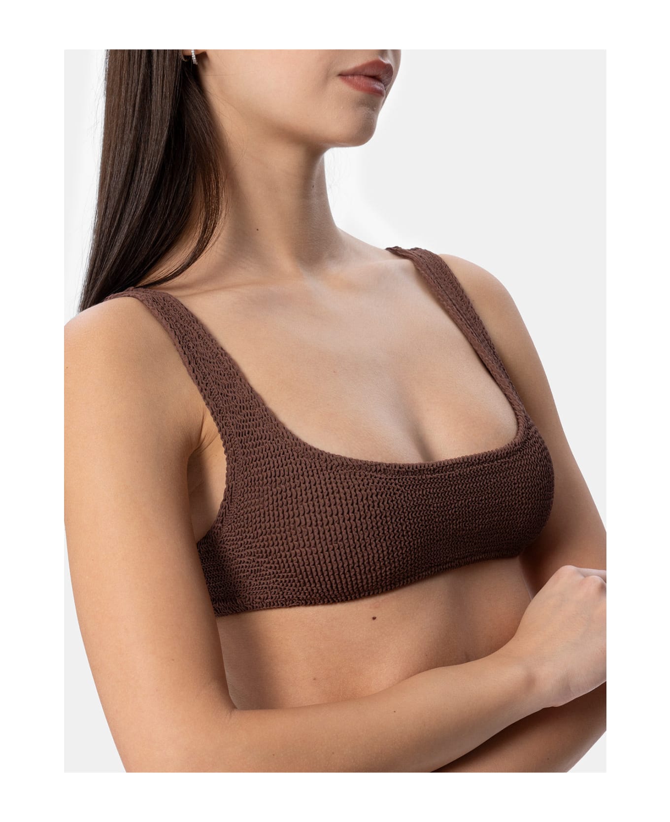 MC2 Saint Barth Woman Brown Classic Crinkle Bralette Naima - BROWN
