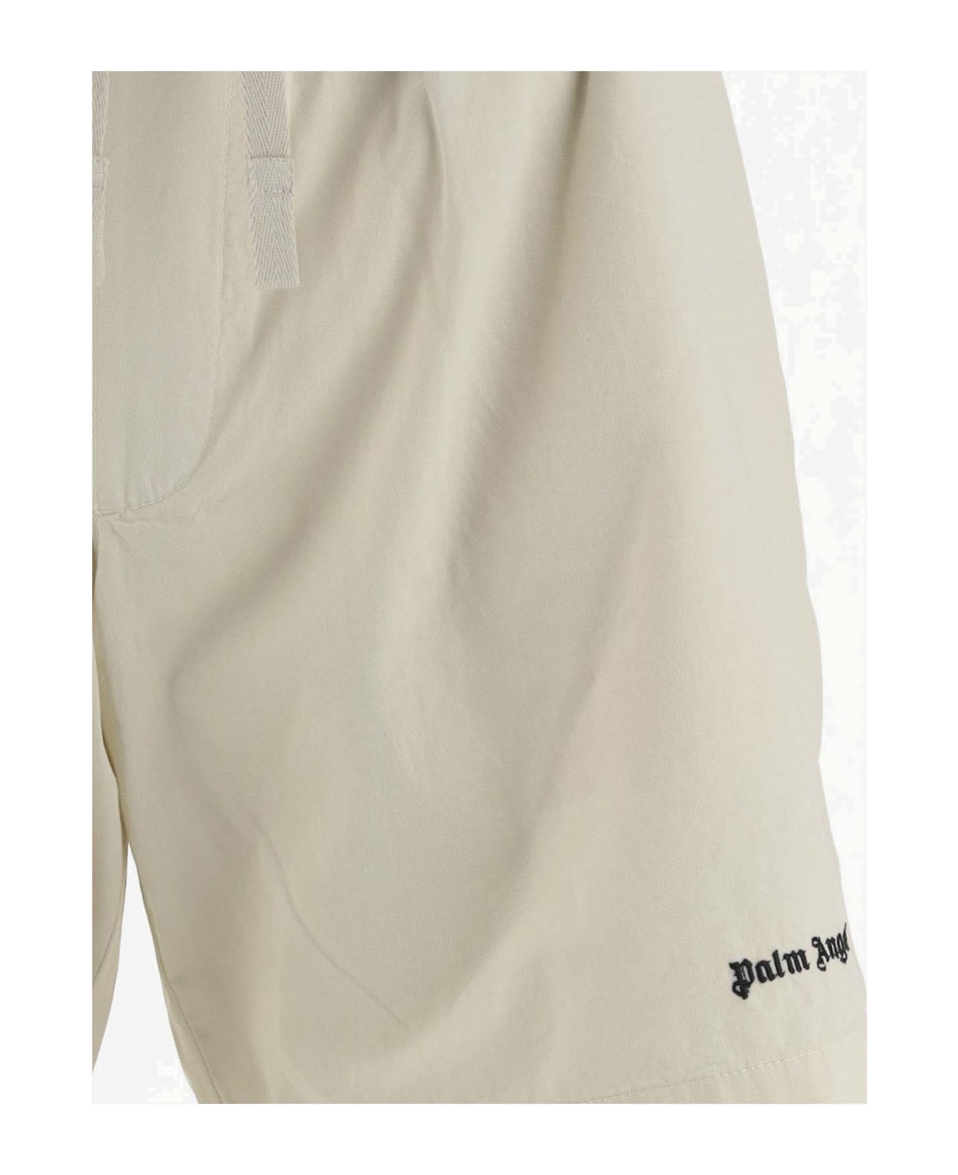 Palm Angels Cotton Short Pants With Logo - Off white