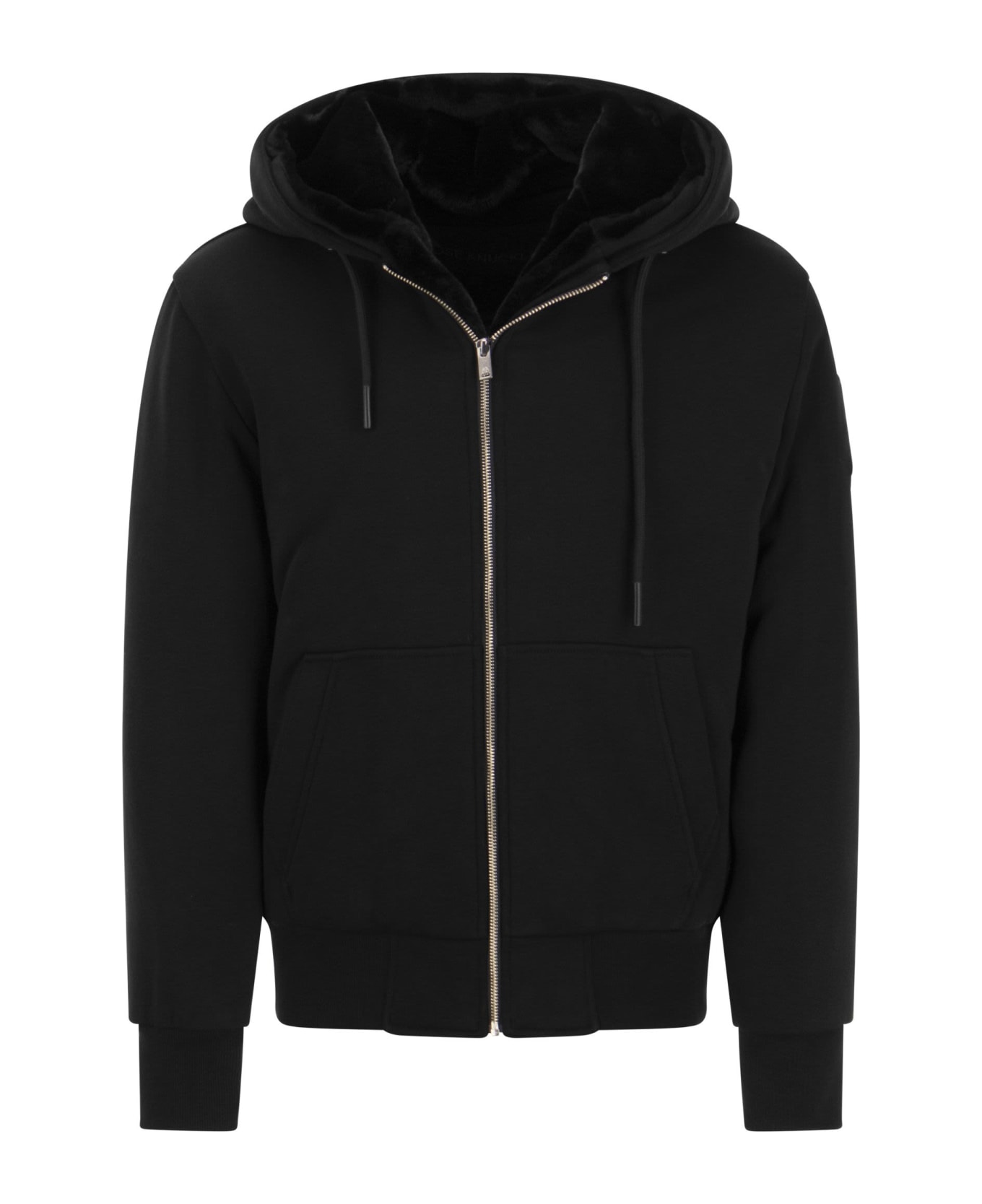 Moose Knuckles Classic Bunny - Faux Fur Lined Hoodie - Black