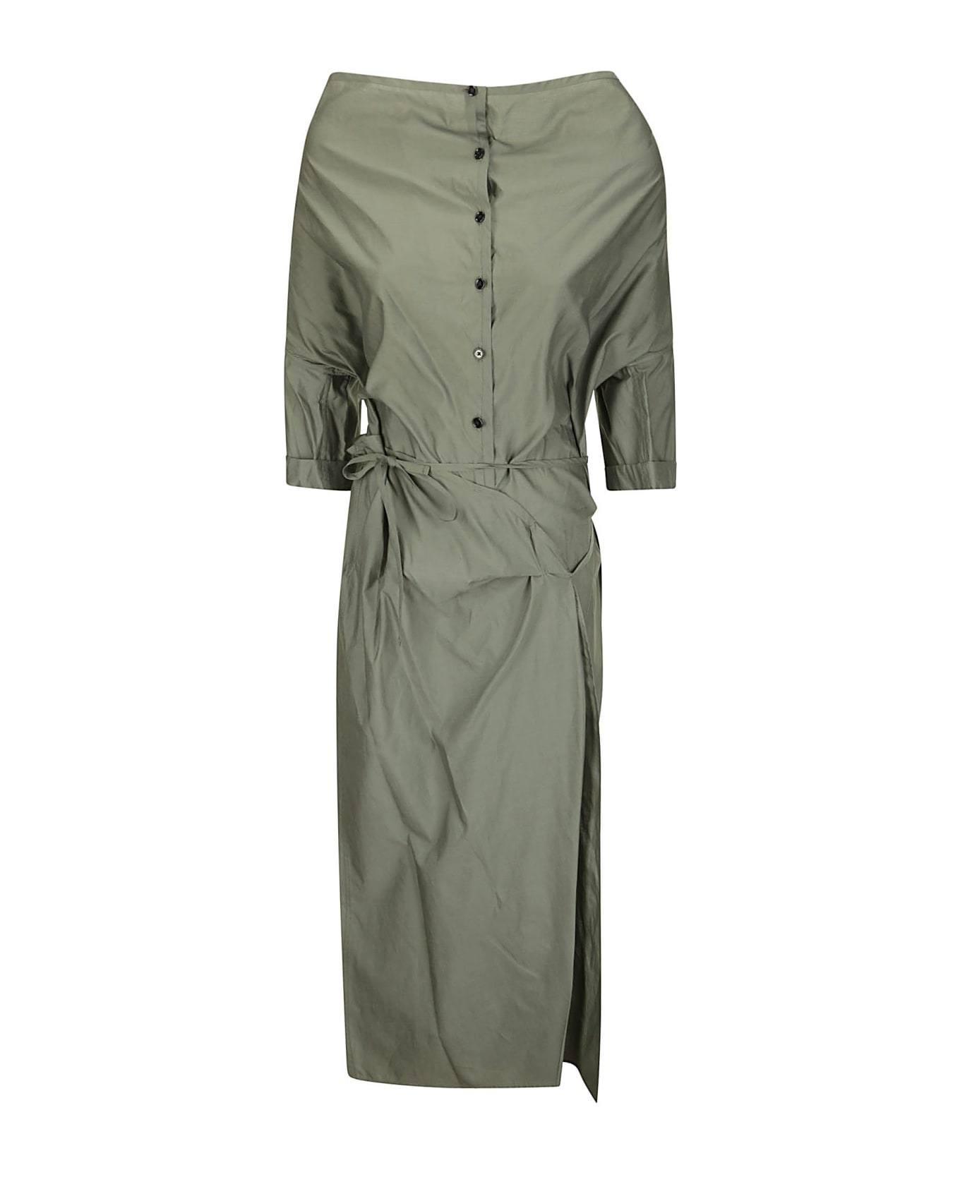 Lemaire Short Sleeve Wrap Dress - ASPHALT