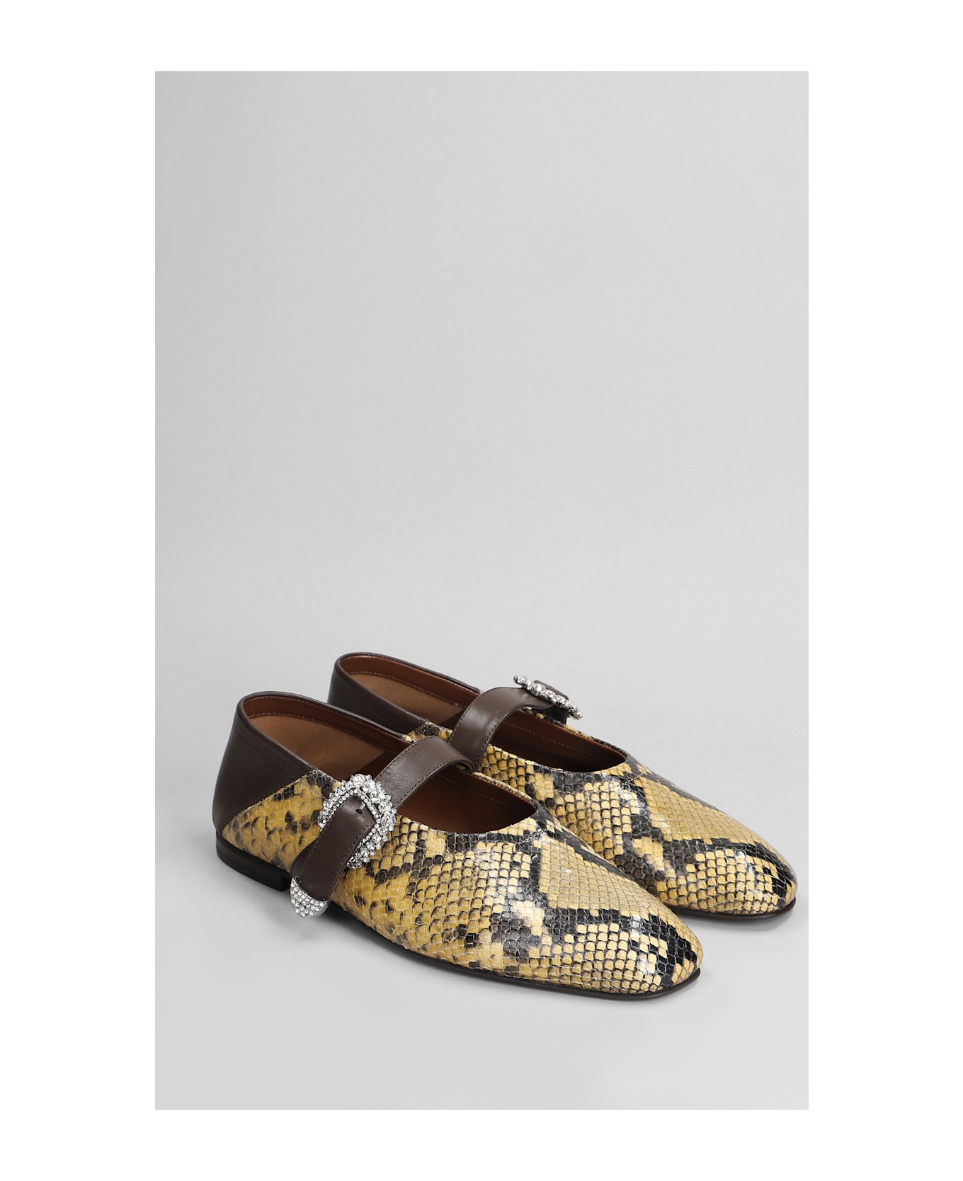 Wales Bonner Ballerina Buckle Ballet Flats In Python Print Leather - python print