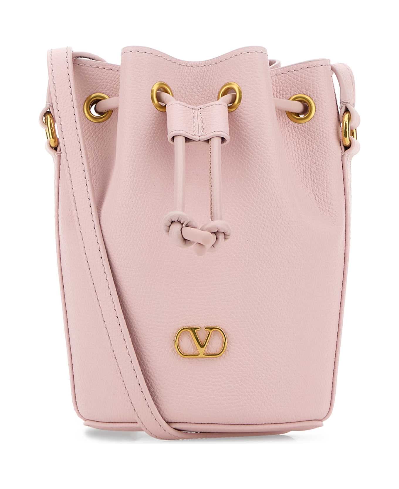 Valentino Garavani Pastel Pink Leather Bucket Bag - ROSEQUARTZ