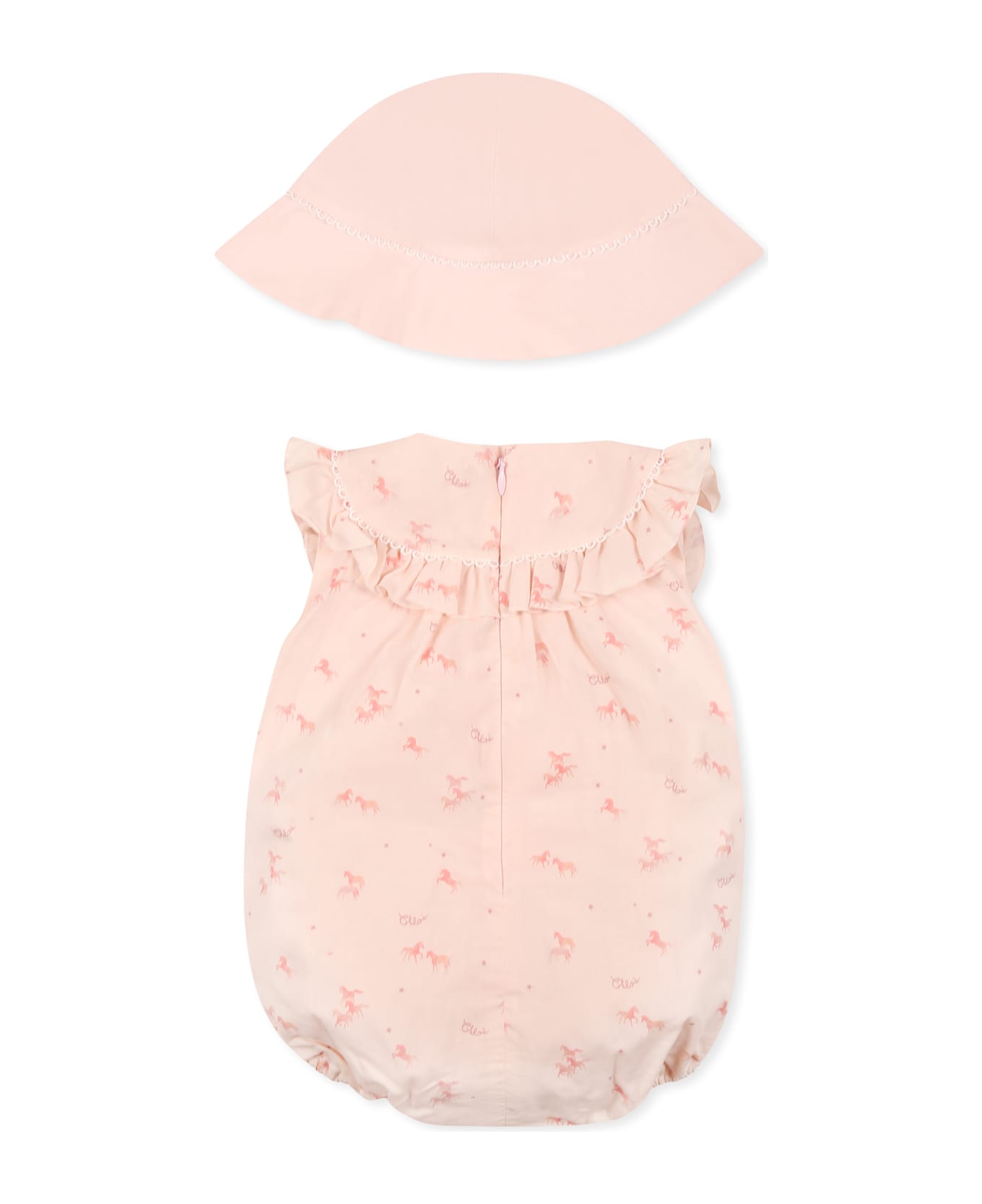 Chloé Pink Newborn Set For Baby Girl With Unicorns - Pink