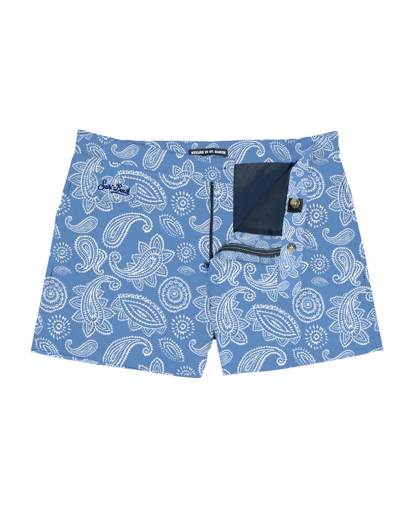 MC2 Saint Barth Paisley Swim Shorts Print - BLUE