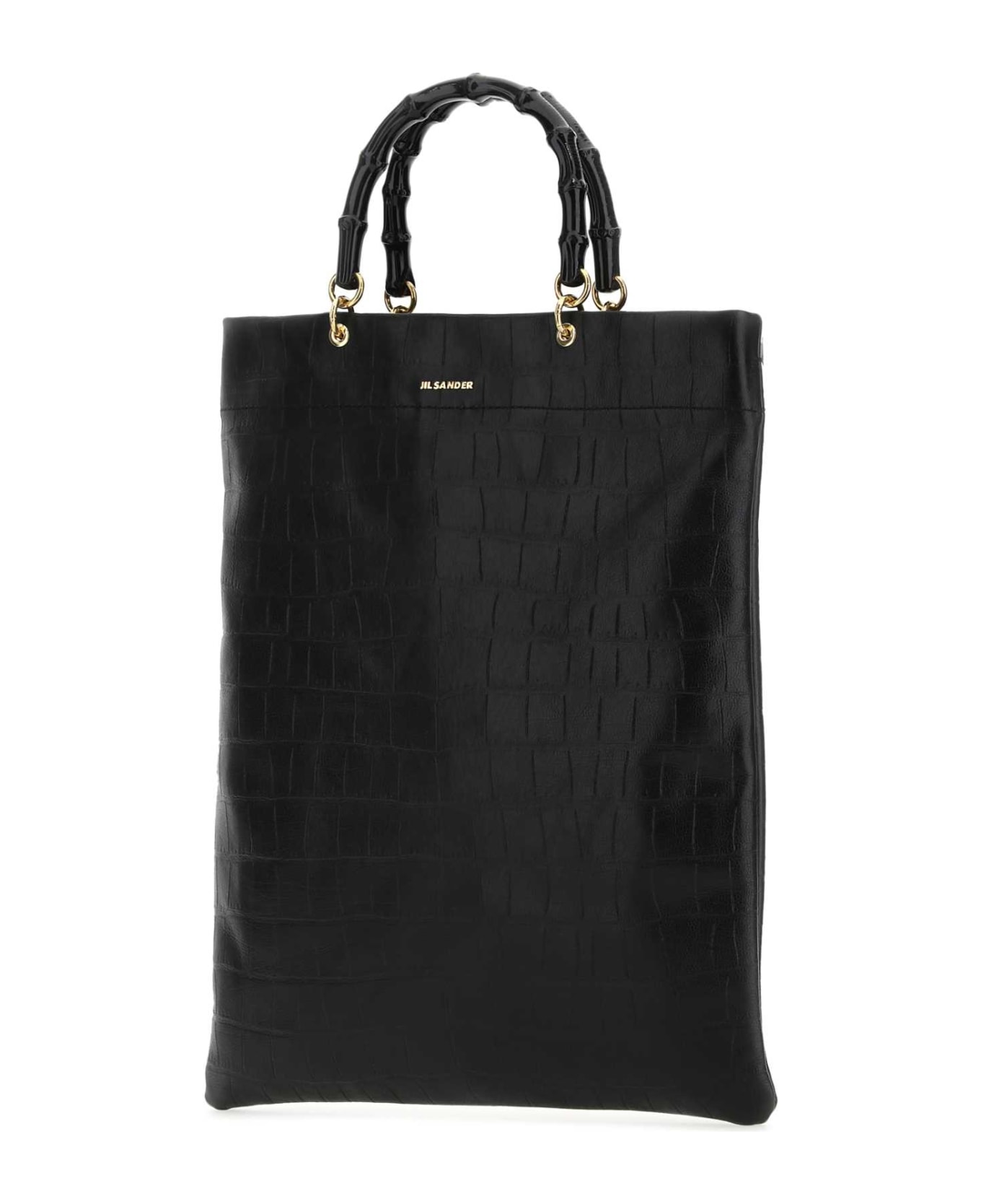 Jil Sander Black Leather Medium Shopping Bag - 001 トートバッグ
