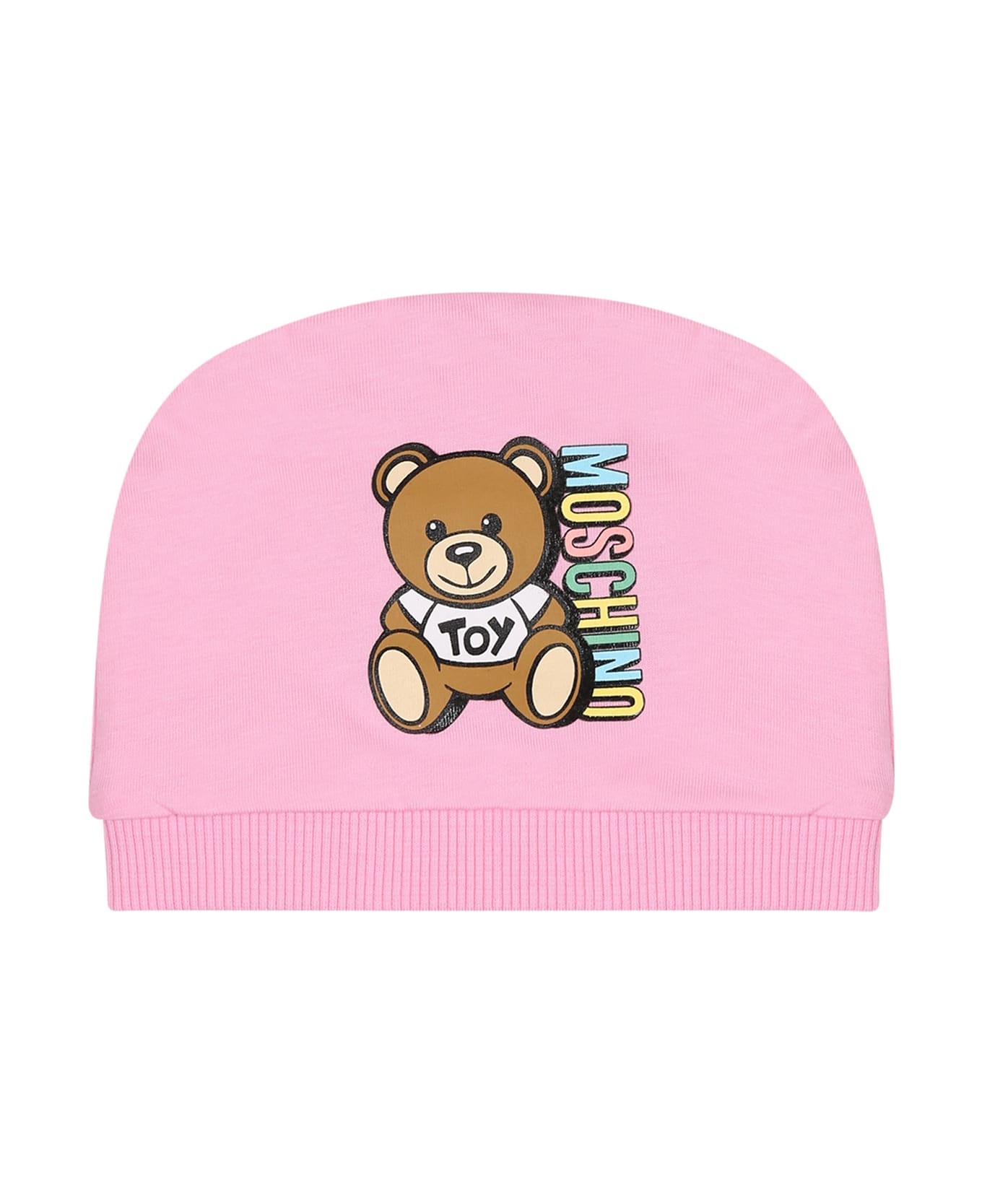 Moschino Pink Set For Baby Girl With Teddy Bear And Logo - Pink ボディスーツ＆セットアップ