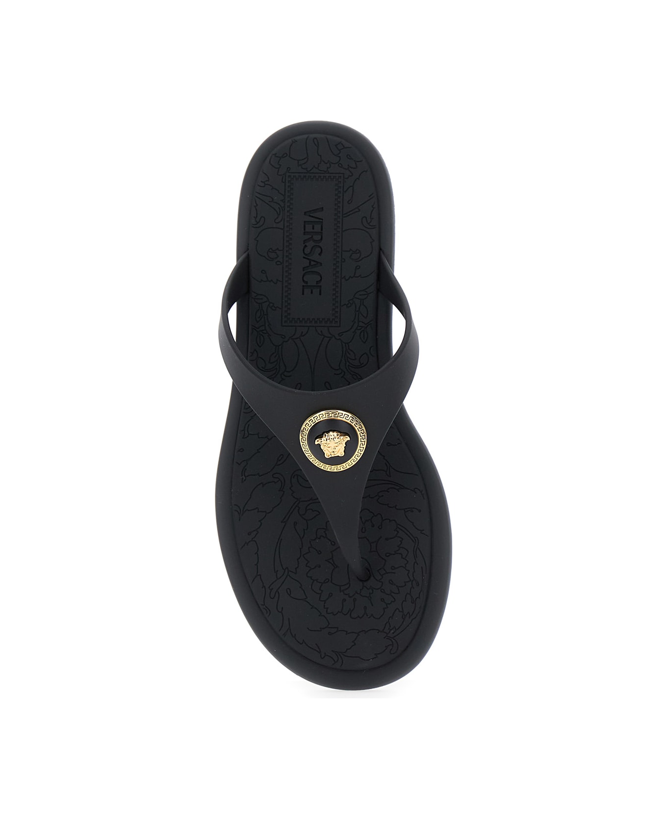 Versace Black Slides With Medusa Detail In Rubber Woman - Black