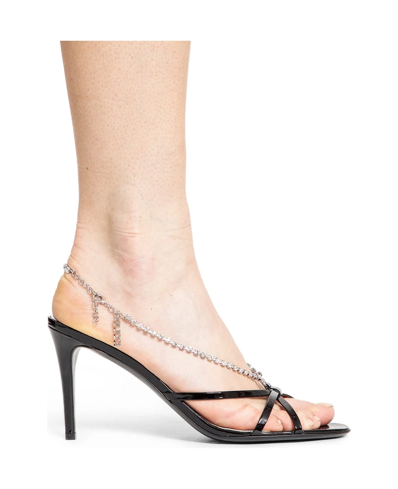Gucci Crystal Chain Sandals - Black