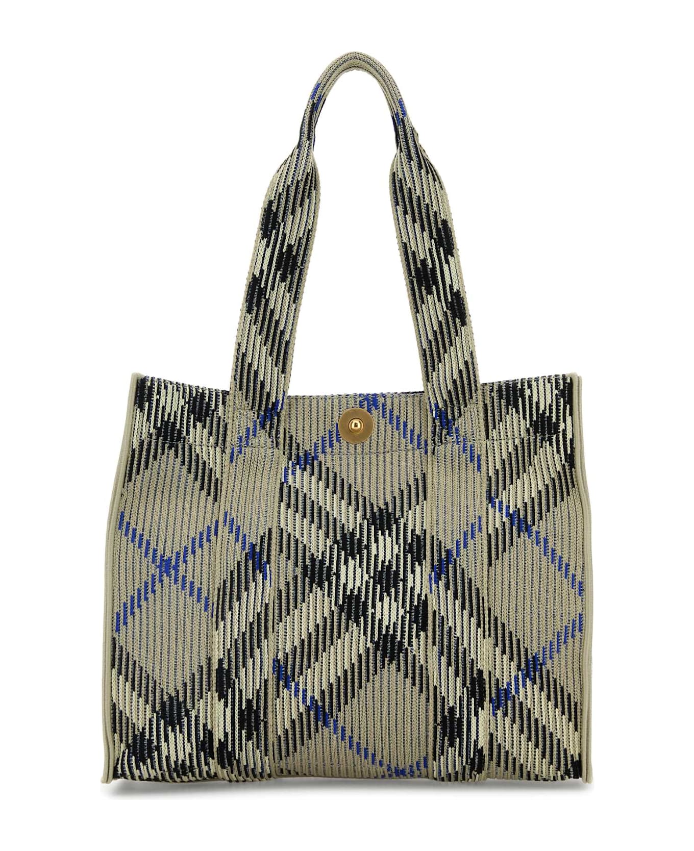 Burberry Embroidered Canvas Shopping Bag - LICHEN
