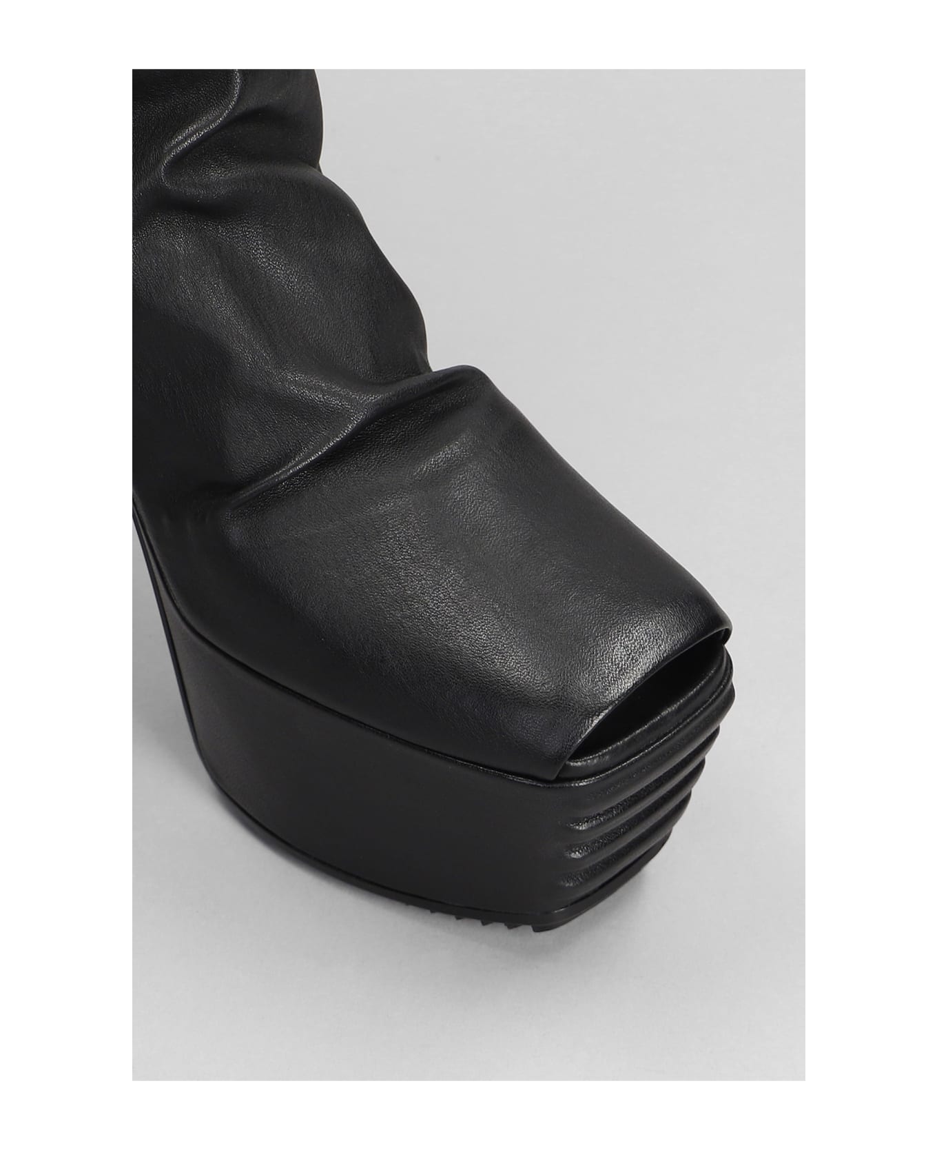 Rick Owens Minimal Gril Stretch High Heels Ankle Boots In Black Leather - black