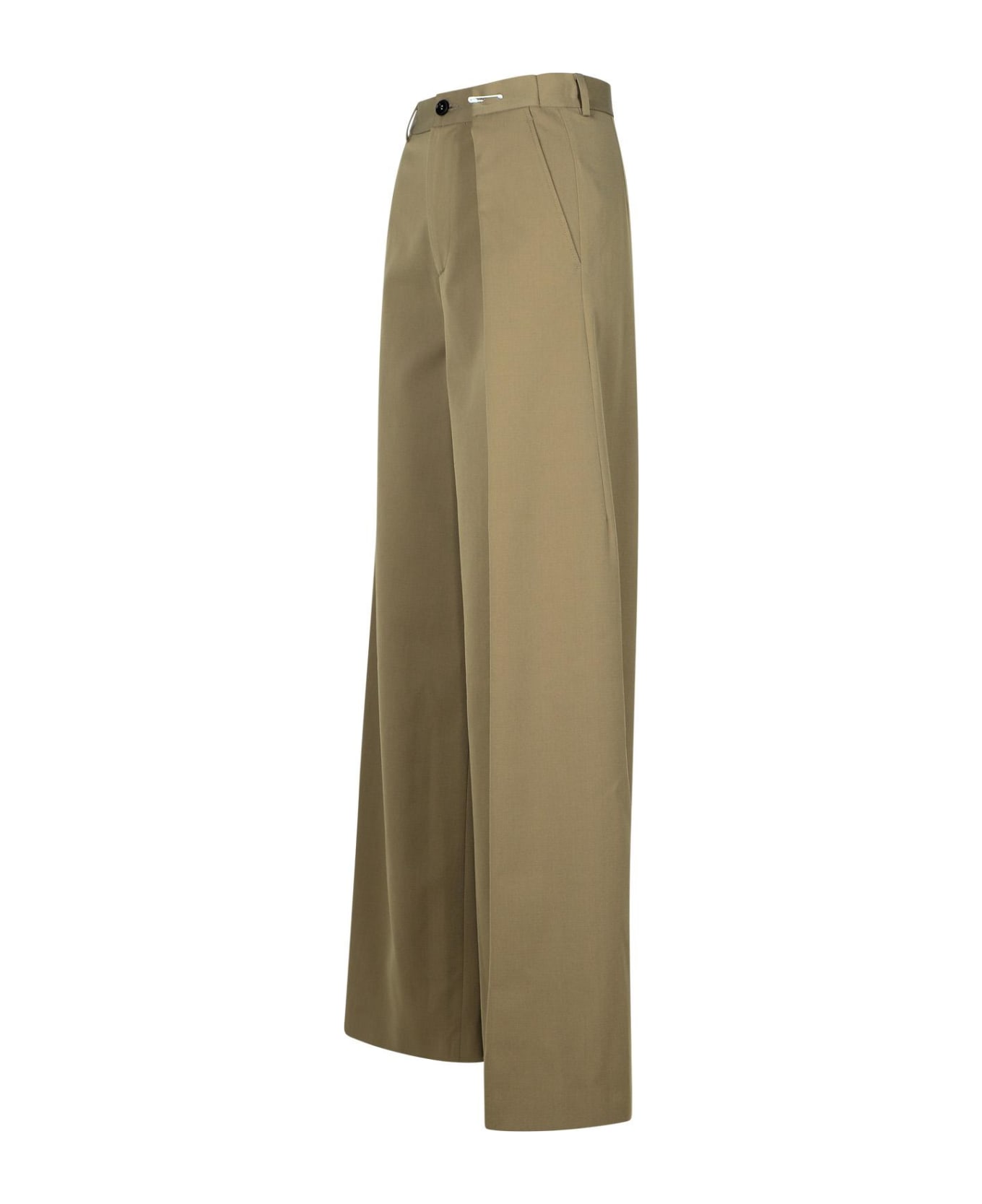 MM6 Maison Margiela Beige Polyester Blend Trousers - Beige