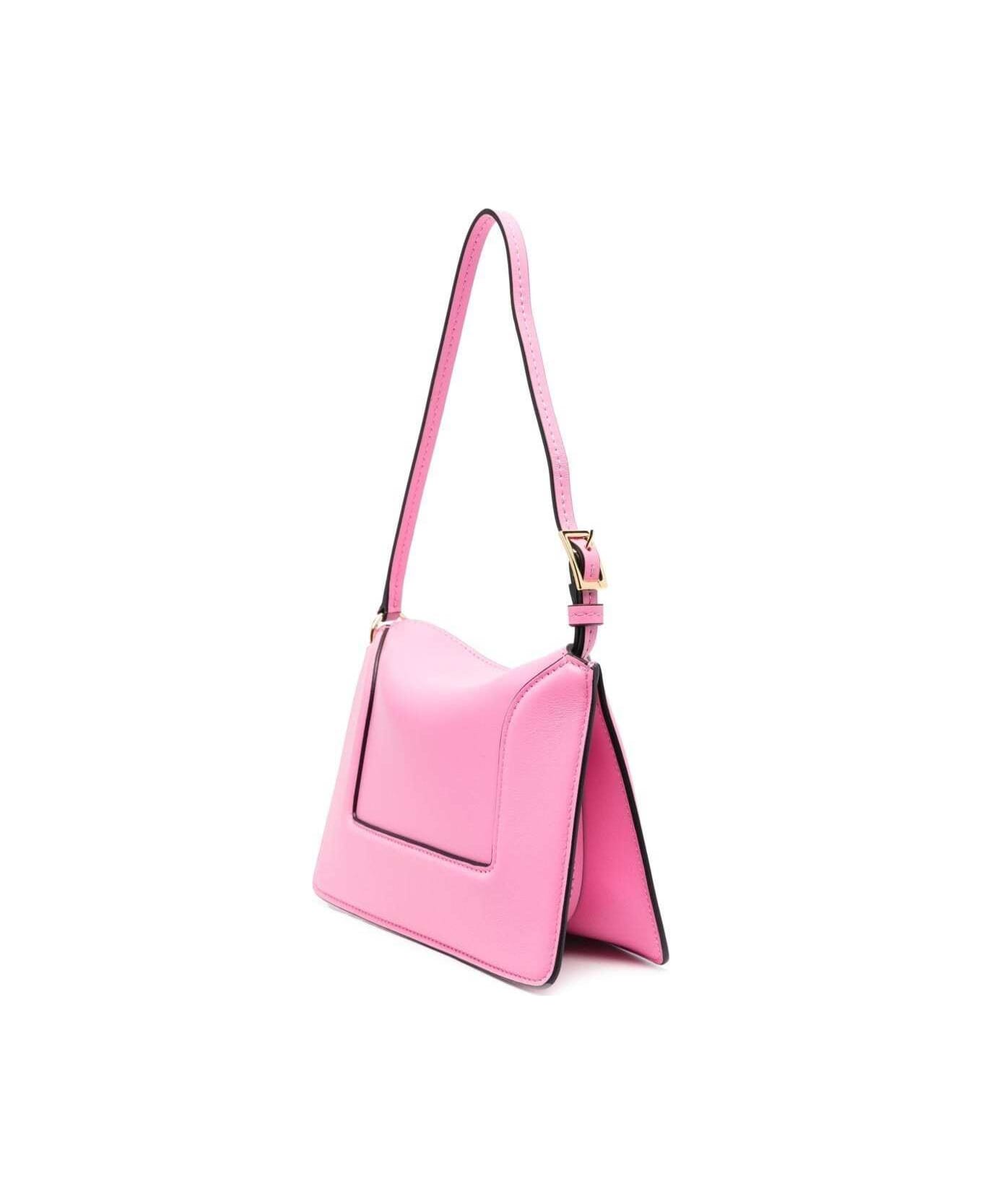 Wandler 'micro Penelope' Pink Shoulder Bag With Logo Print In Leather Woman Wandler - Pink