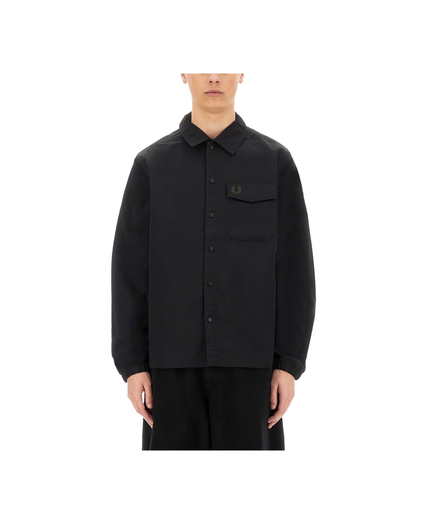 Fred Perry Jacket With Snap Buttons - BLACK