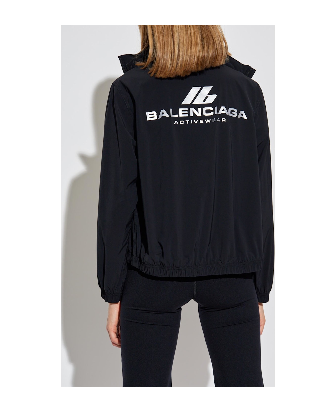 Balenciaga Light Jacket With Printed Logo - Black