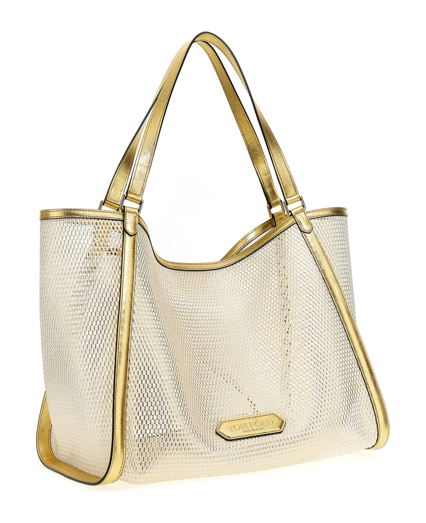Tom Ford Laminated Leather Mesh Shopping Bag - Gold