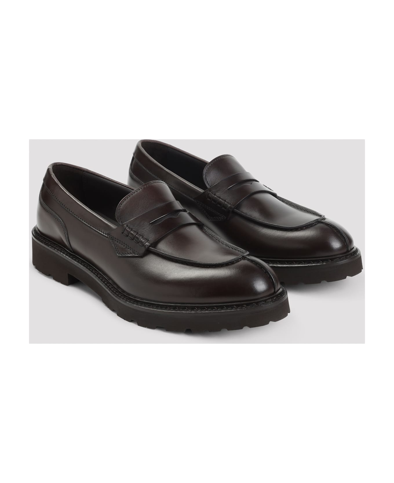 Canali College With Pennypack And Eva Sole Loafers - Brown ローファー＆デッキシューズ
